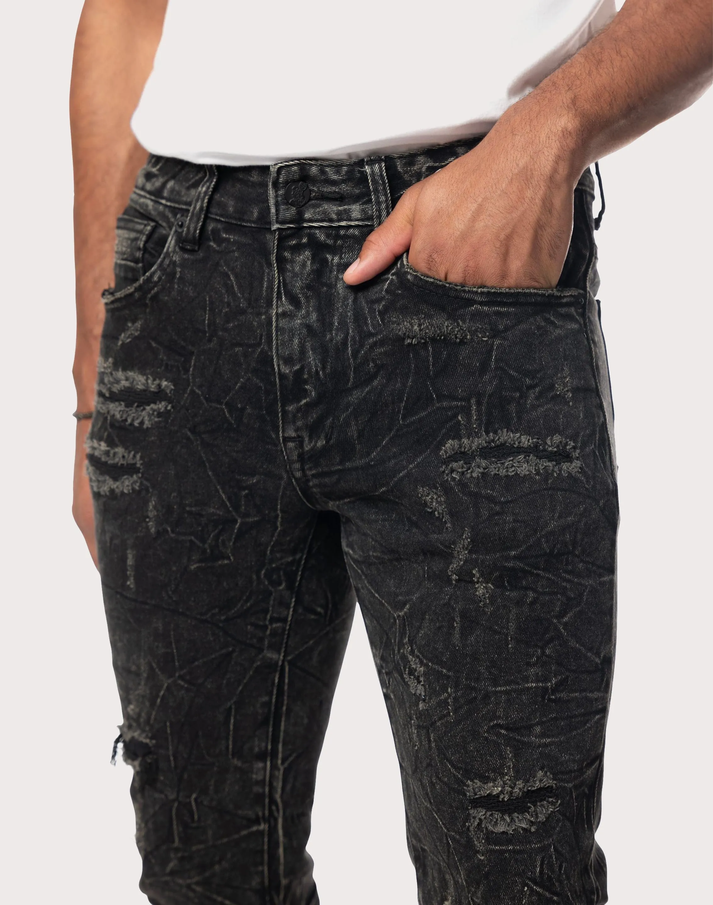 Grindhouse Cabo Slim Fit Lightning Effect Taper Denim Jeans