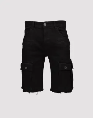 Grindhouse Cargo Pocket Denim Black Shorts