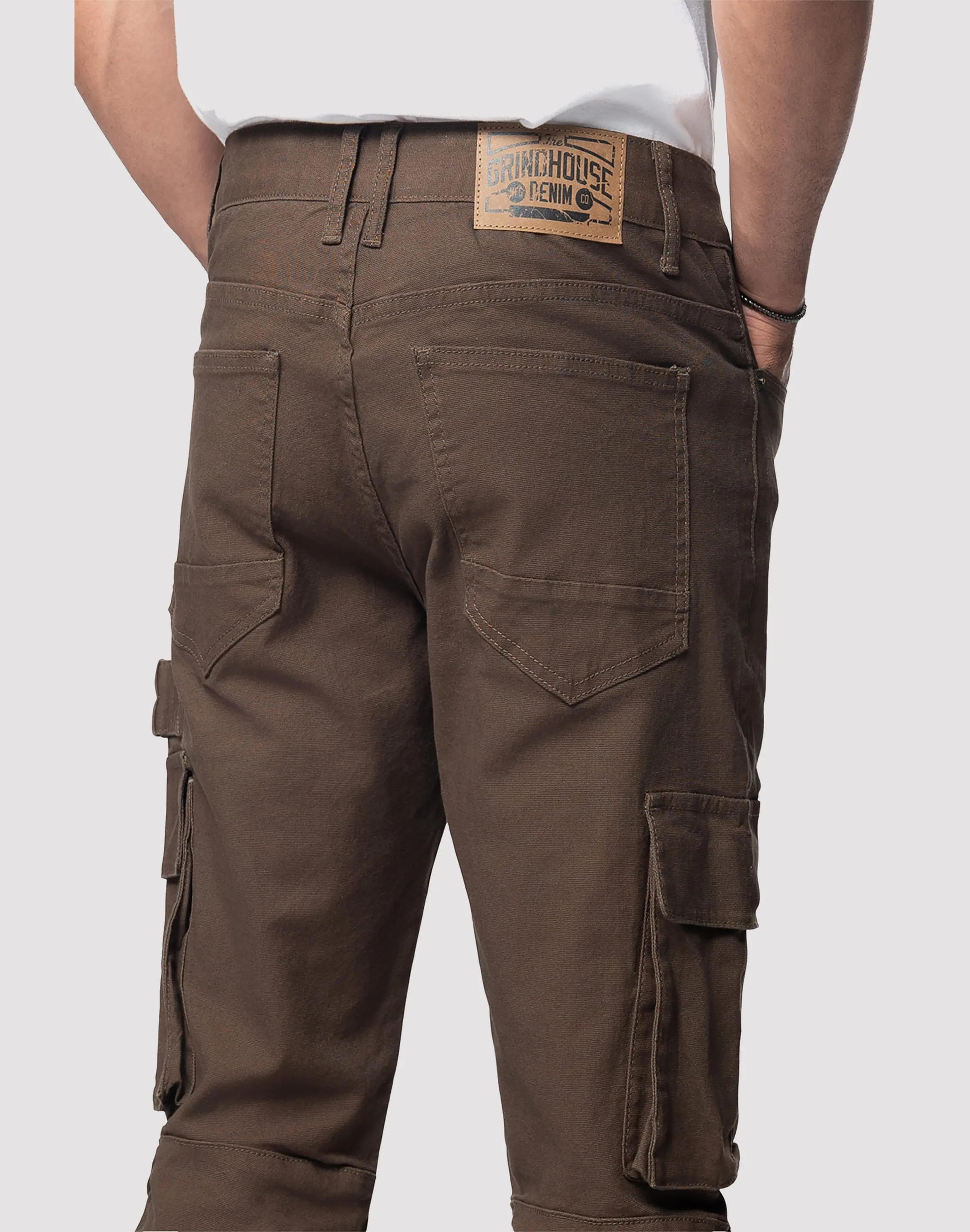 Grindhouse Cargo Straight Fit Denim Jeans With Loops
