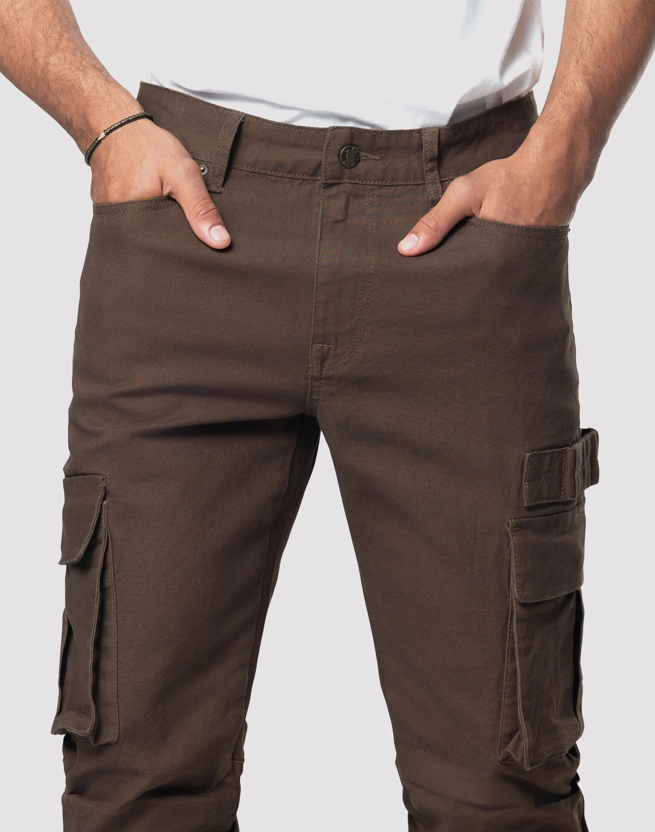 Grindhouse Cargo Straight Fit Denim Jeans With Loops