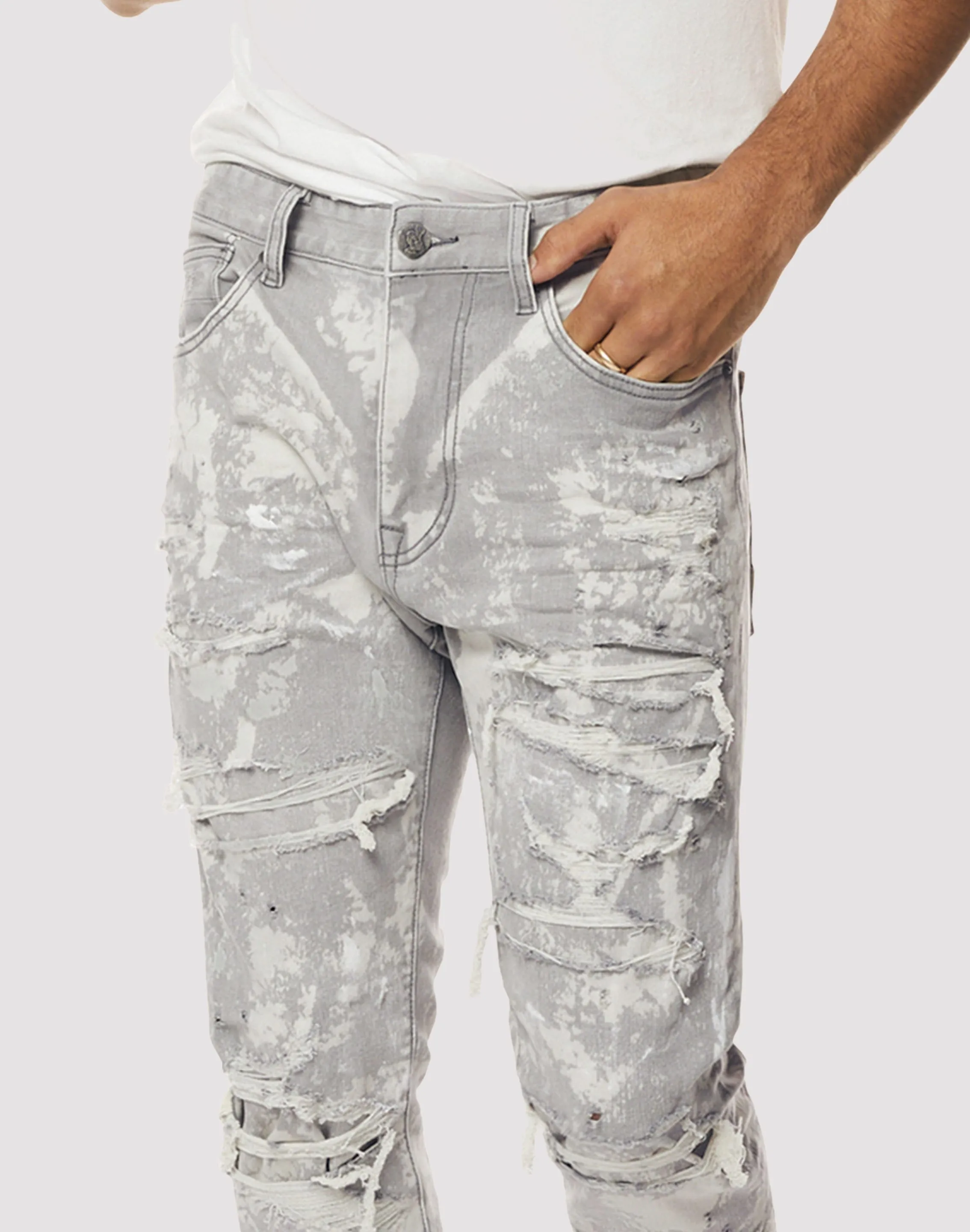 Grindhouse Confetti Easy Slim Fit Denim Grey Jeans
