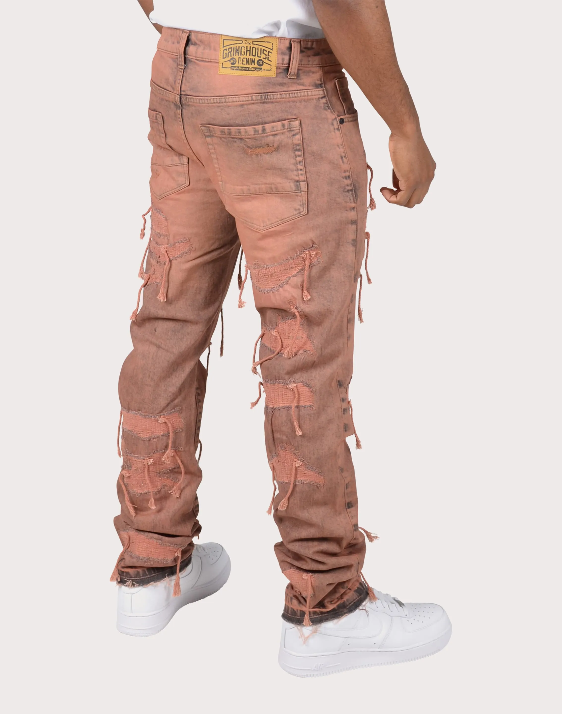 Grindhouse Coral Overspray Rips with Strings Pants