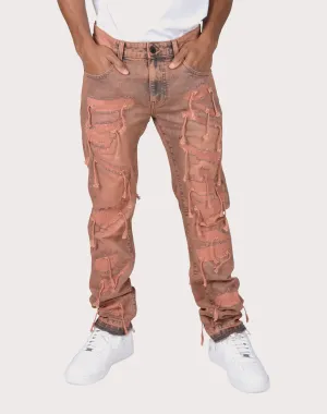 Grindhouse Coral Overspray Rips with Strings Pants