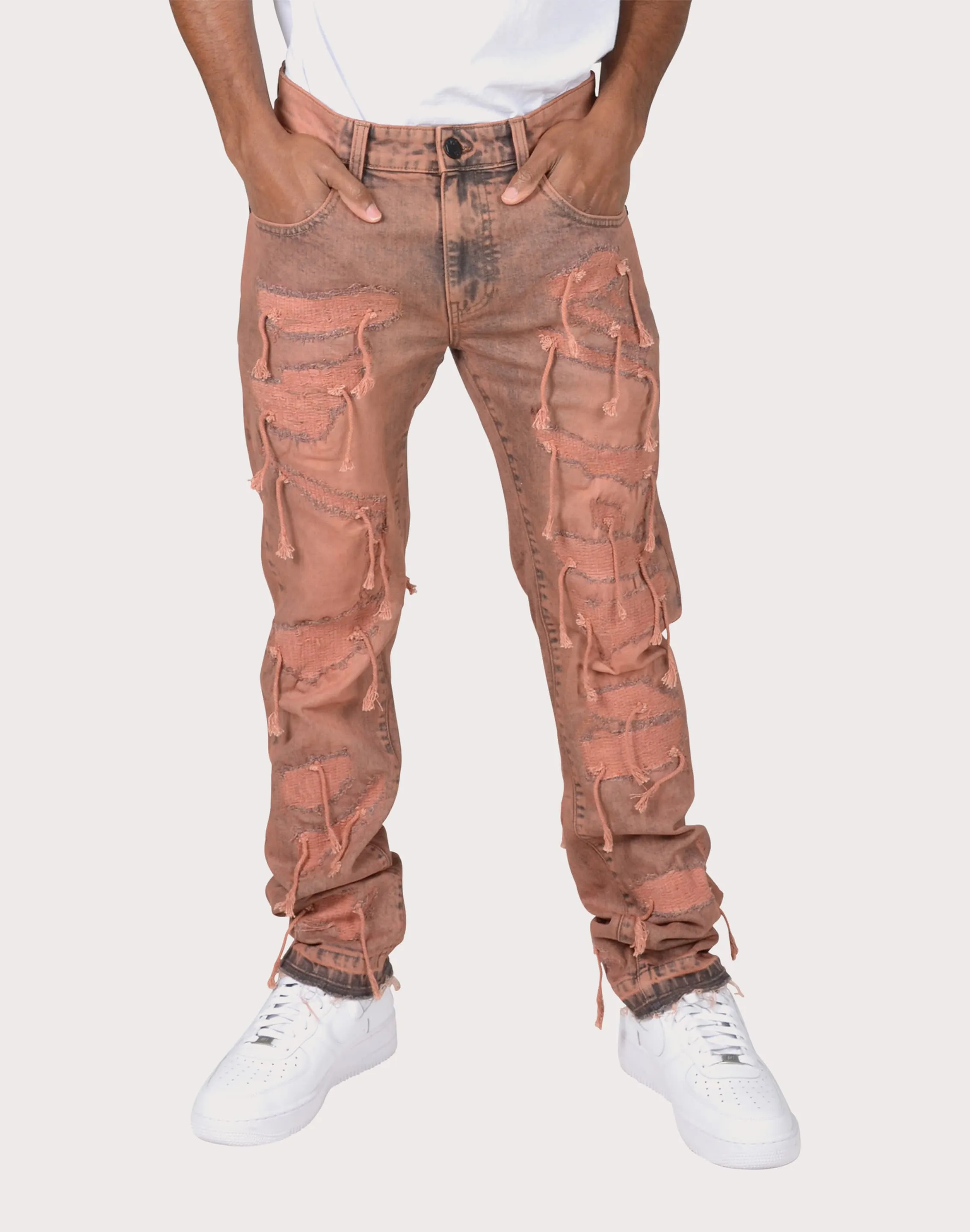 Grindhouse Coral Overspray Rips with Strings Pants