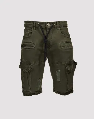 Grindhouse Distressed Twill Green Cargo Shorts