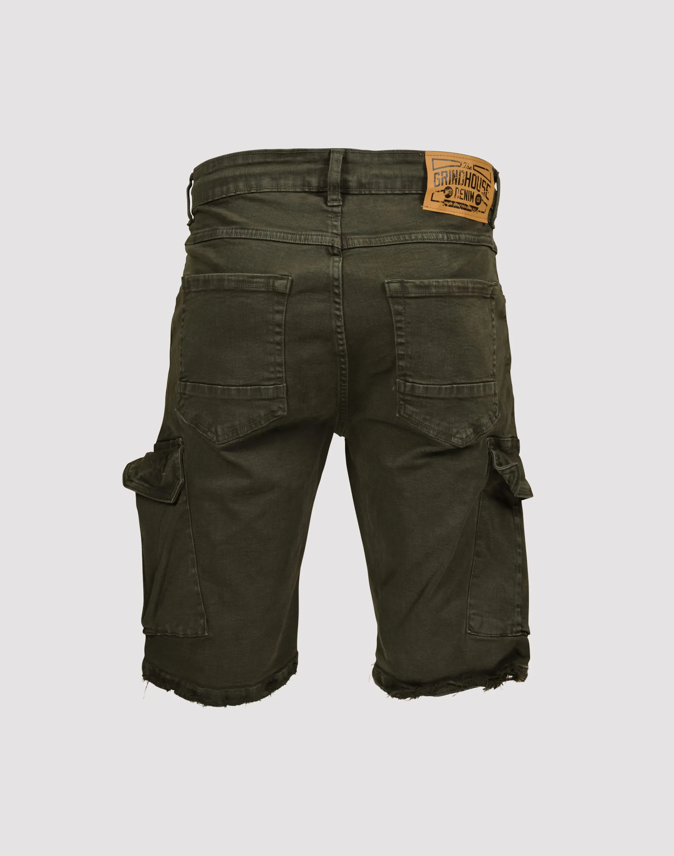 Grindhouse Distressed Twill Green Cargo Shorts