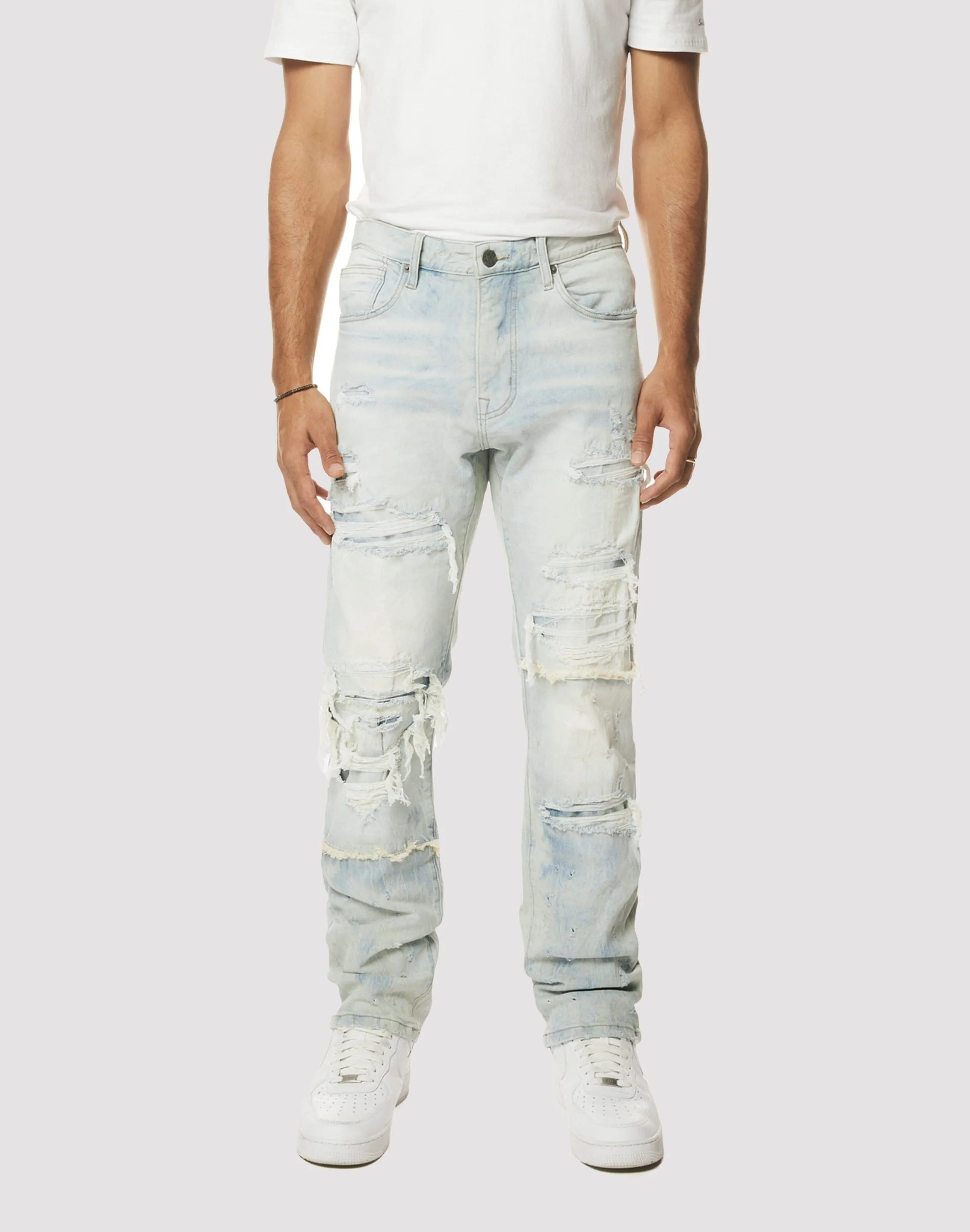 Grindhouse Fray Cut N Sew Straight Fit Denim Jeans