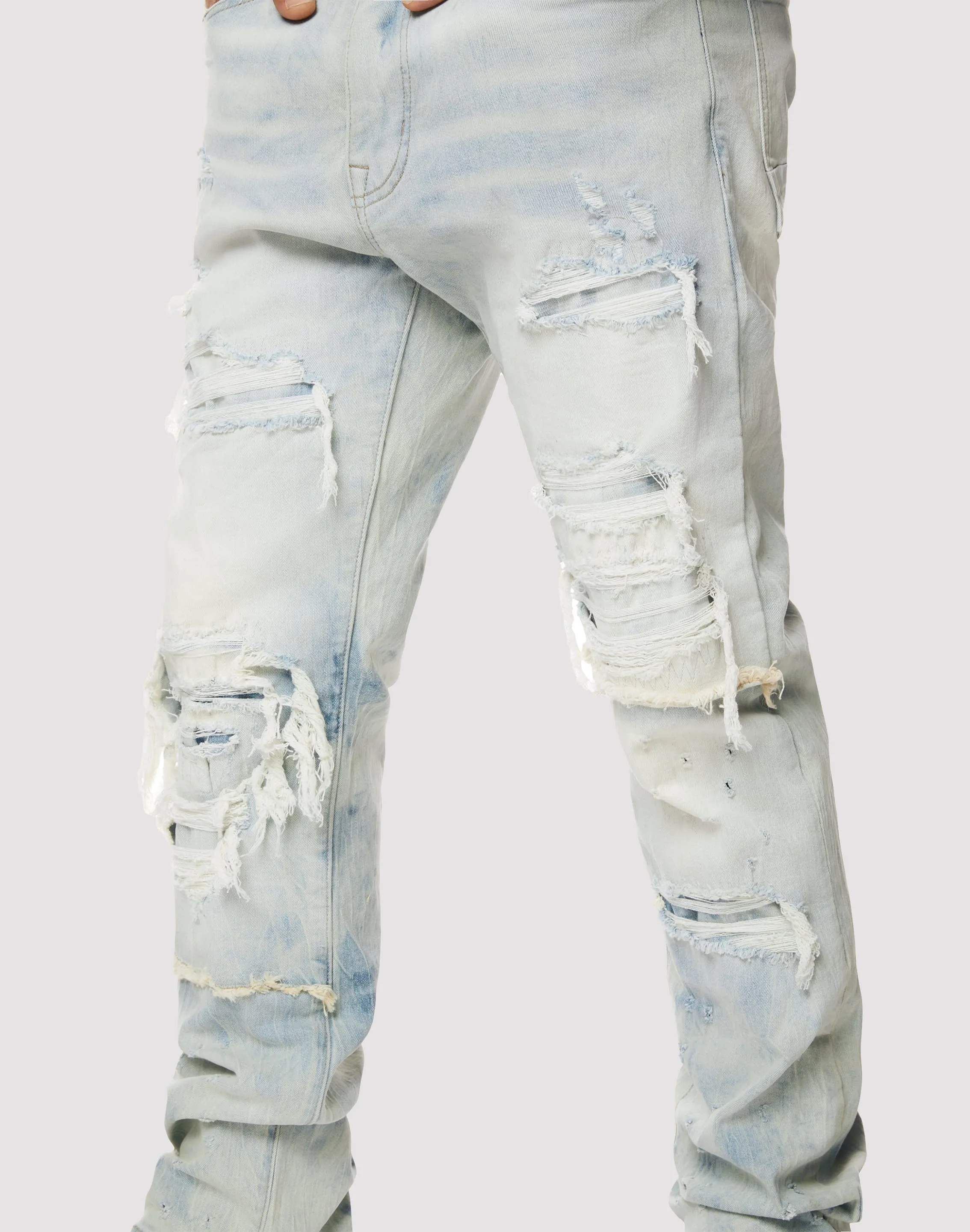 Grindhouse Fray Cut N Sew Straight Fit Denim Jeans