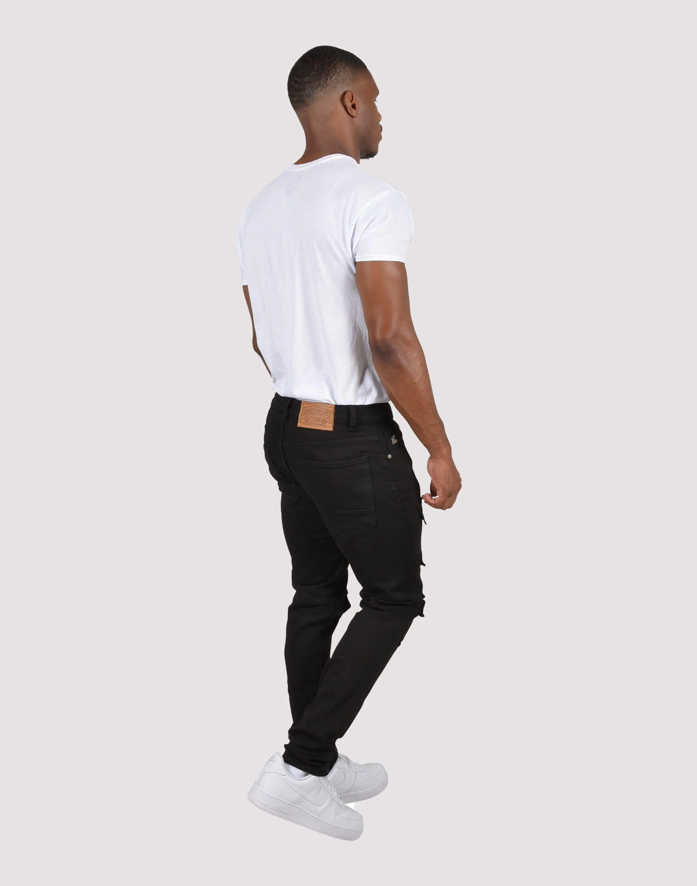 Grindhouse Front Multi Cargo Pocket Black Denim Jeans