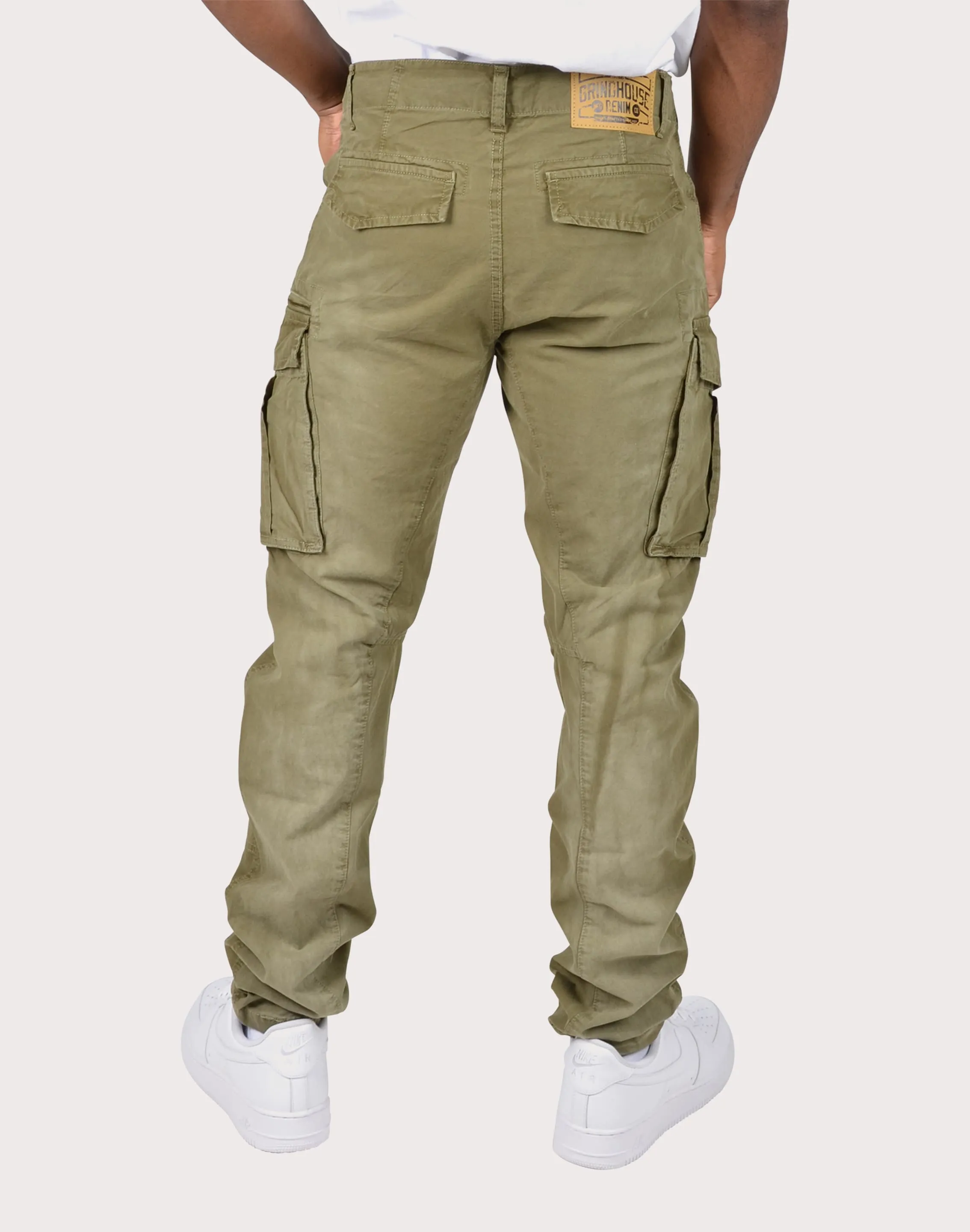 Grindhouse Green Twill Cargo Pocket Pants