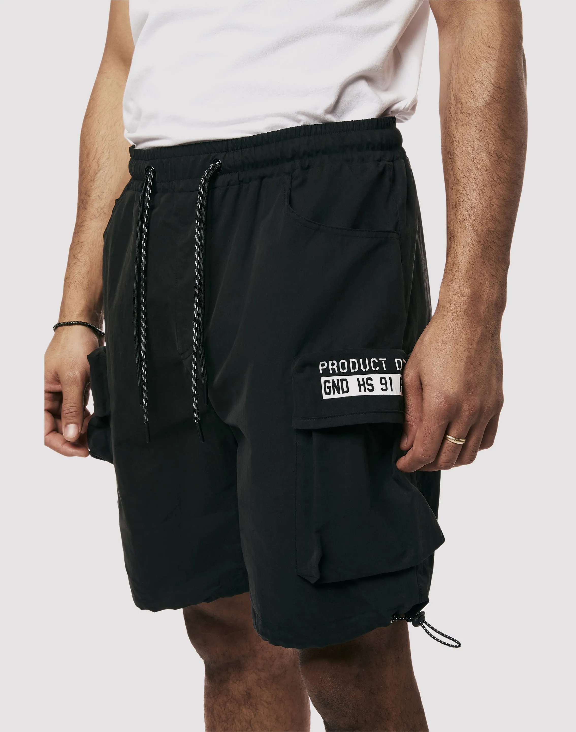 Grindhouse Nylon Cargo Black Shorts