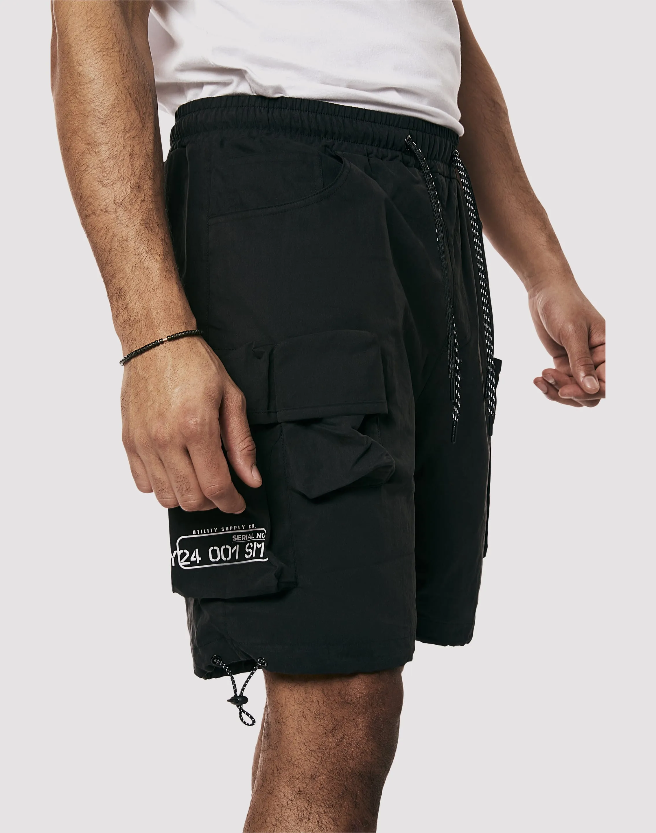 Grindhouse Nylon Cargo Black Shorts