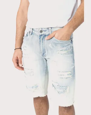 Grindhouse Ombre Blue Distressed Shorts