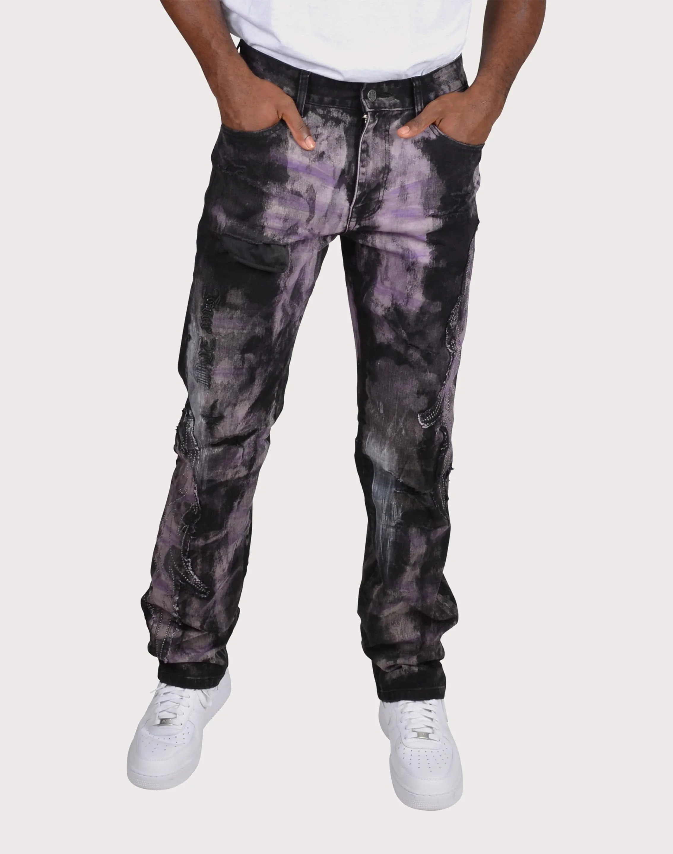 Grindhouse Prism Violet Flared Overdye Denim Pants