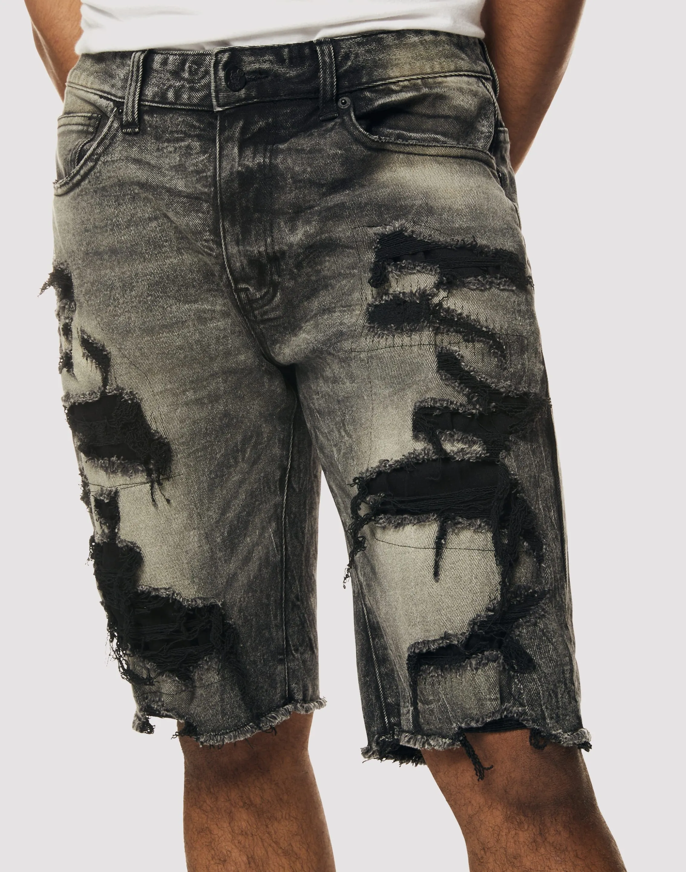 Grindhouse Rip N Repair Bali Denim Grey Shorts