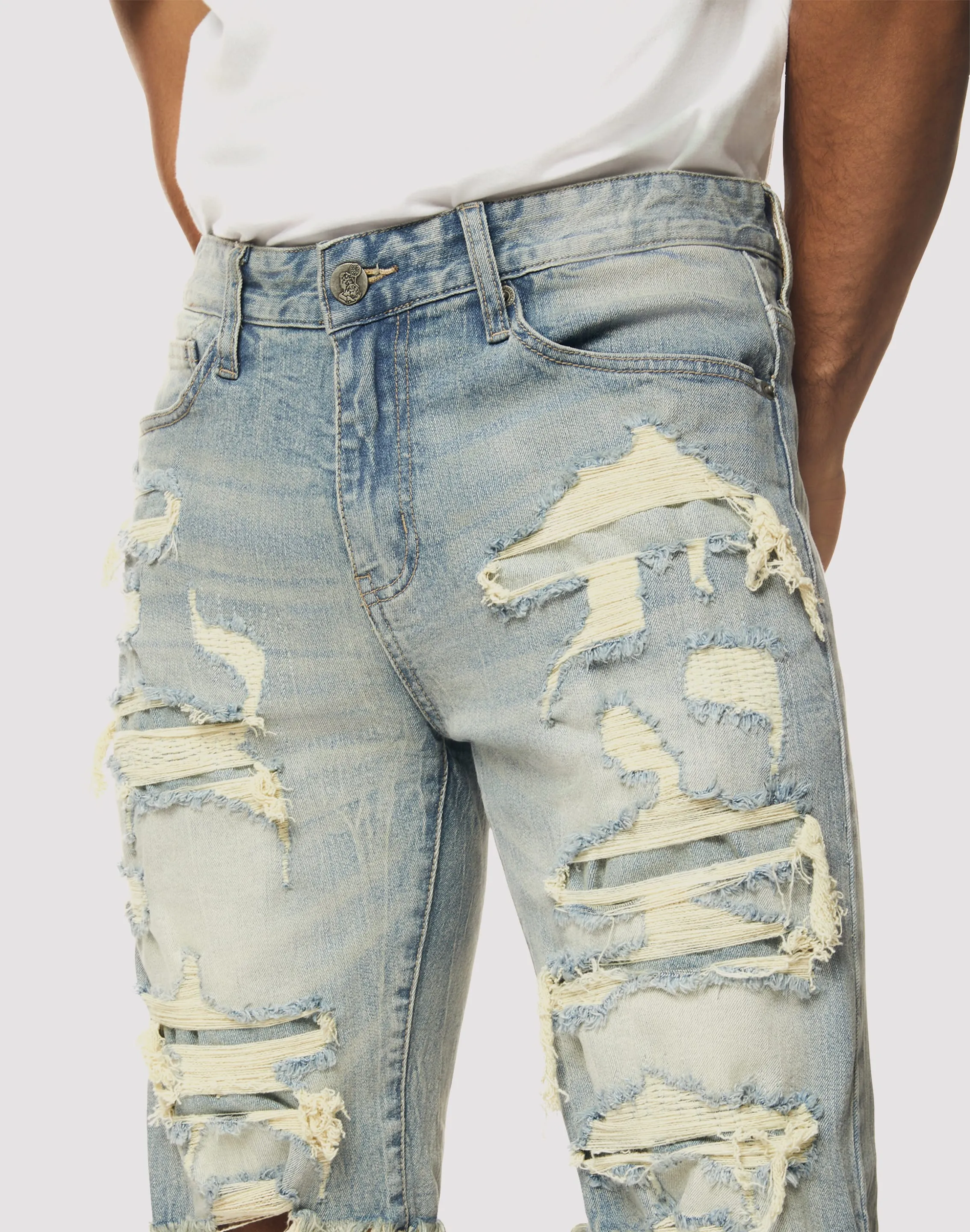 Grindhouse Rip N Repair Seville Denim Blue Shorts