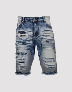 Grindhouse Rip N Repair Stitched Blue Short