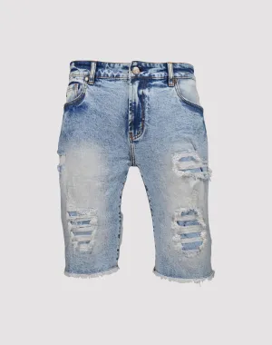 Grindhouse Rip N Tear Blue Denim Shorts
