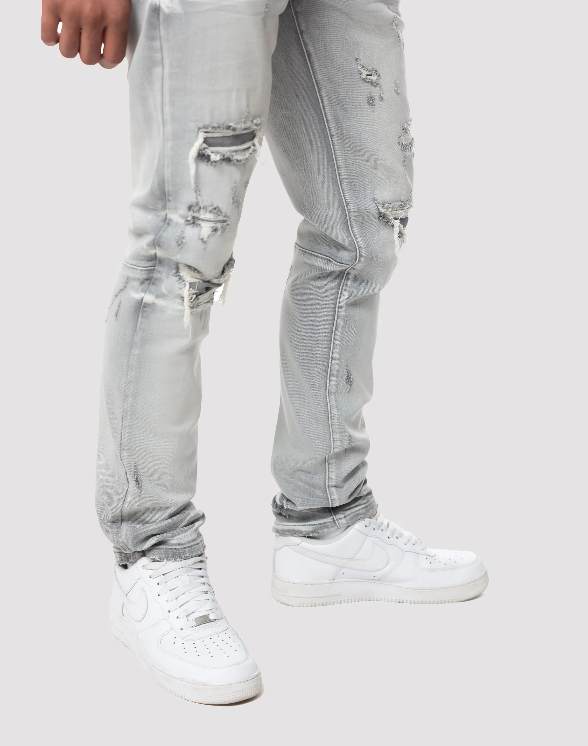 Grindhouse Rip N Tear Slim Fit Breezy Grey Jeans
