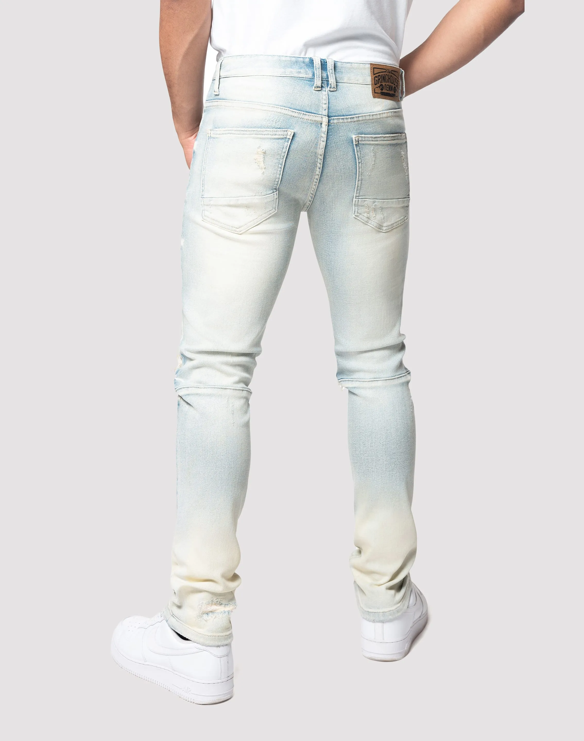 Grindhouse Rip N Tear Slim Fit Ombre Blue Jeans