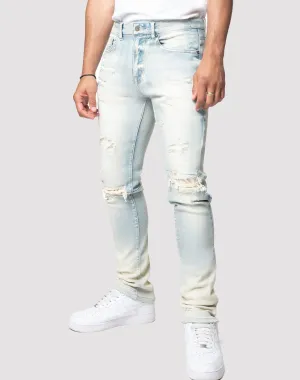 Grindhouse Rip N Tear Slim Fit Ombre Blue Jeans