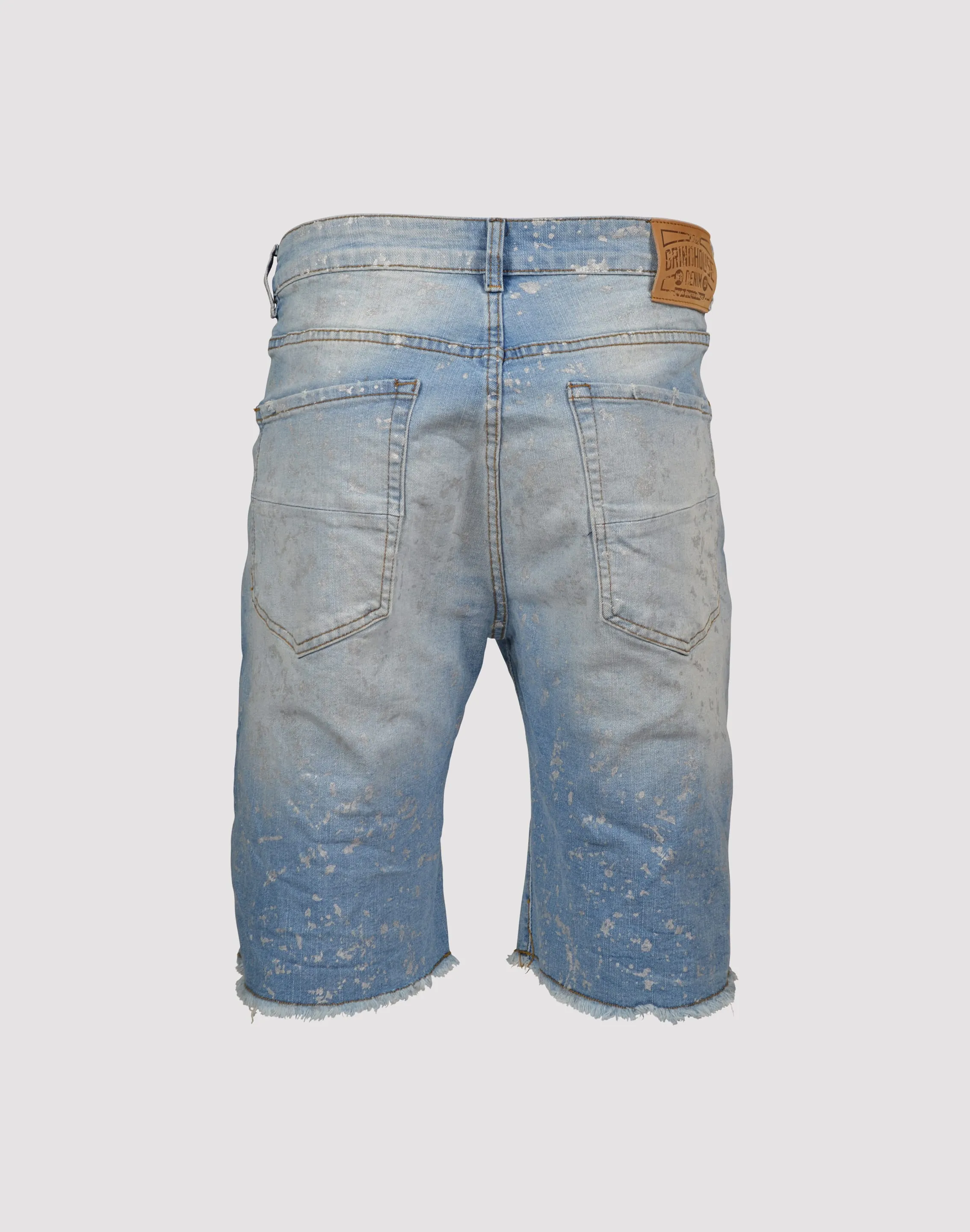 Grindhouse Ripped with Metallic Flecks Denim Shorts