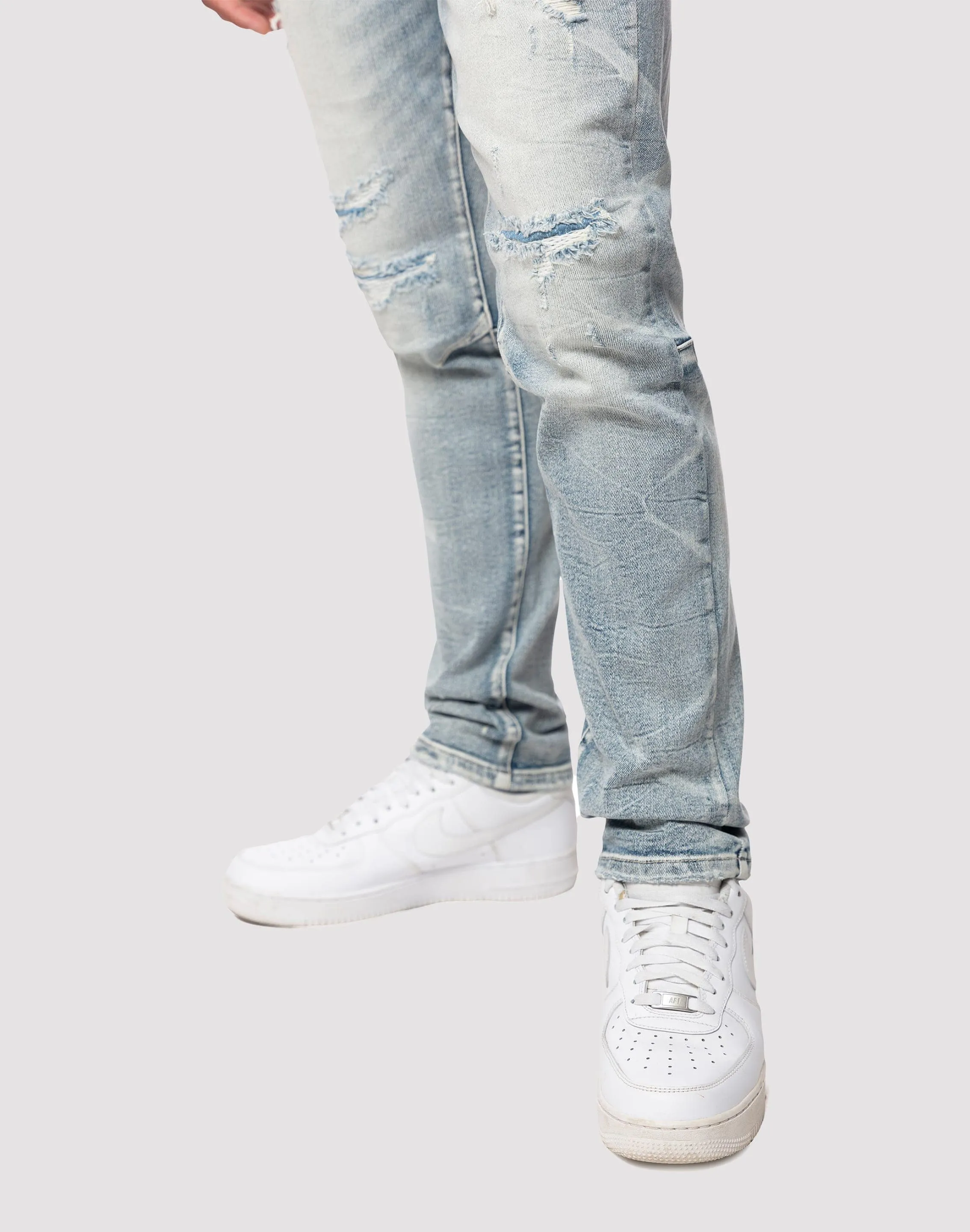 Grindhouse Side Streaked Slim Fit Maxwell Blue Jean