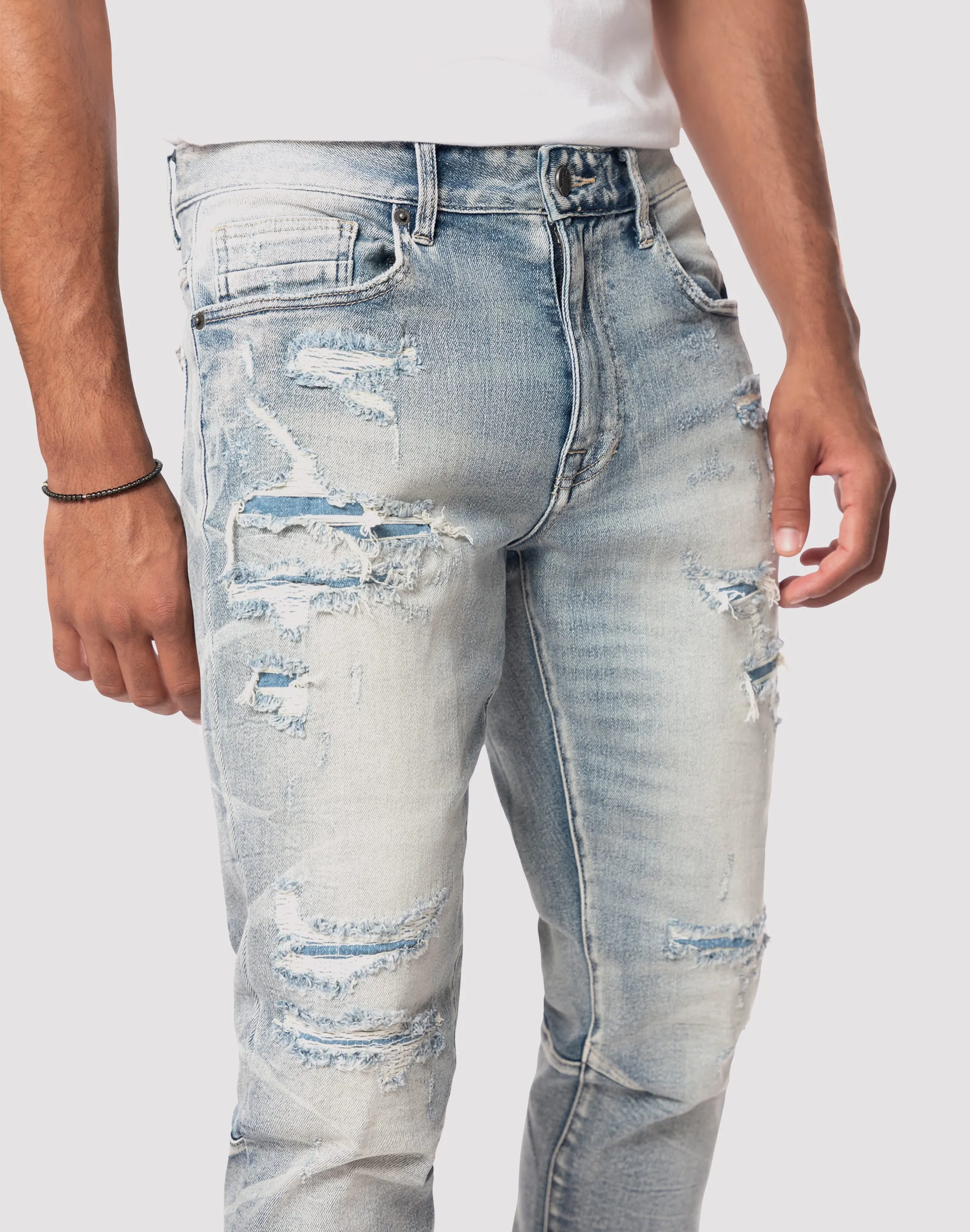 Grindhouse Side Streaked Slim Fit Maxwell Blue Jean