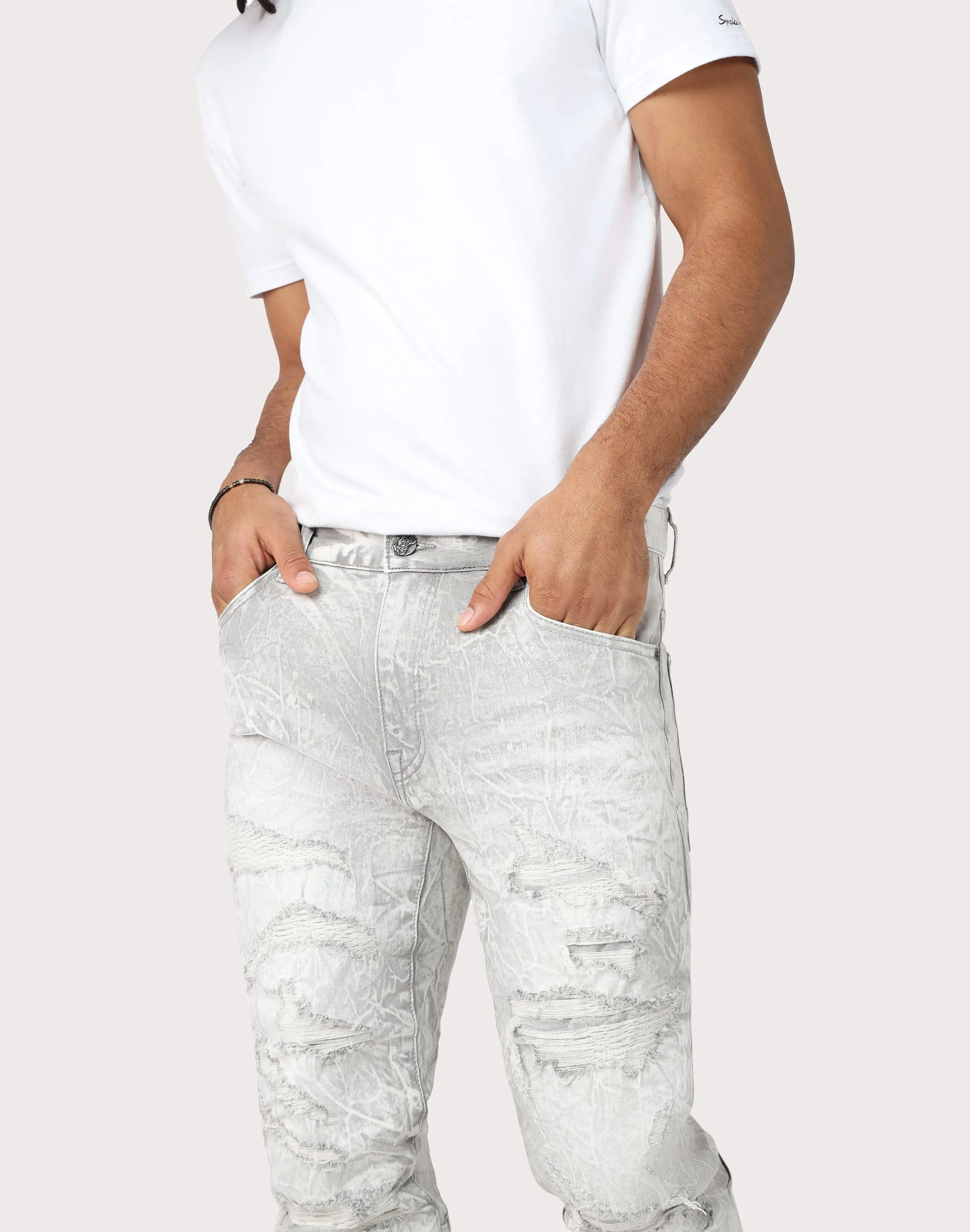 Grindhouse Slim Fit Mineral Wash Opal Grey Denim Jeans