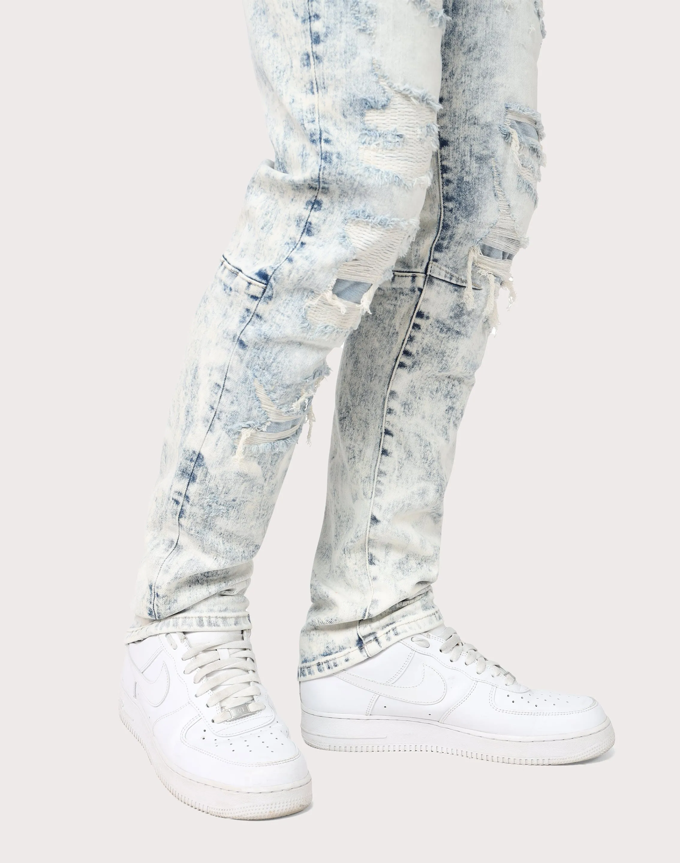 Grindhouse Slim Fit Rip N Repair Graham Blue Denim Jeans