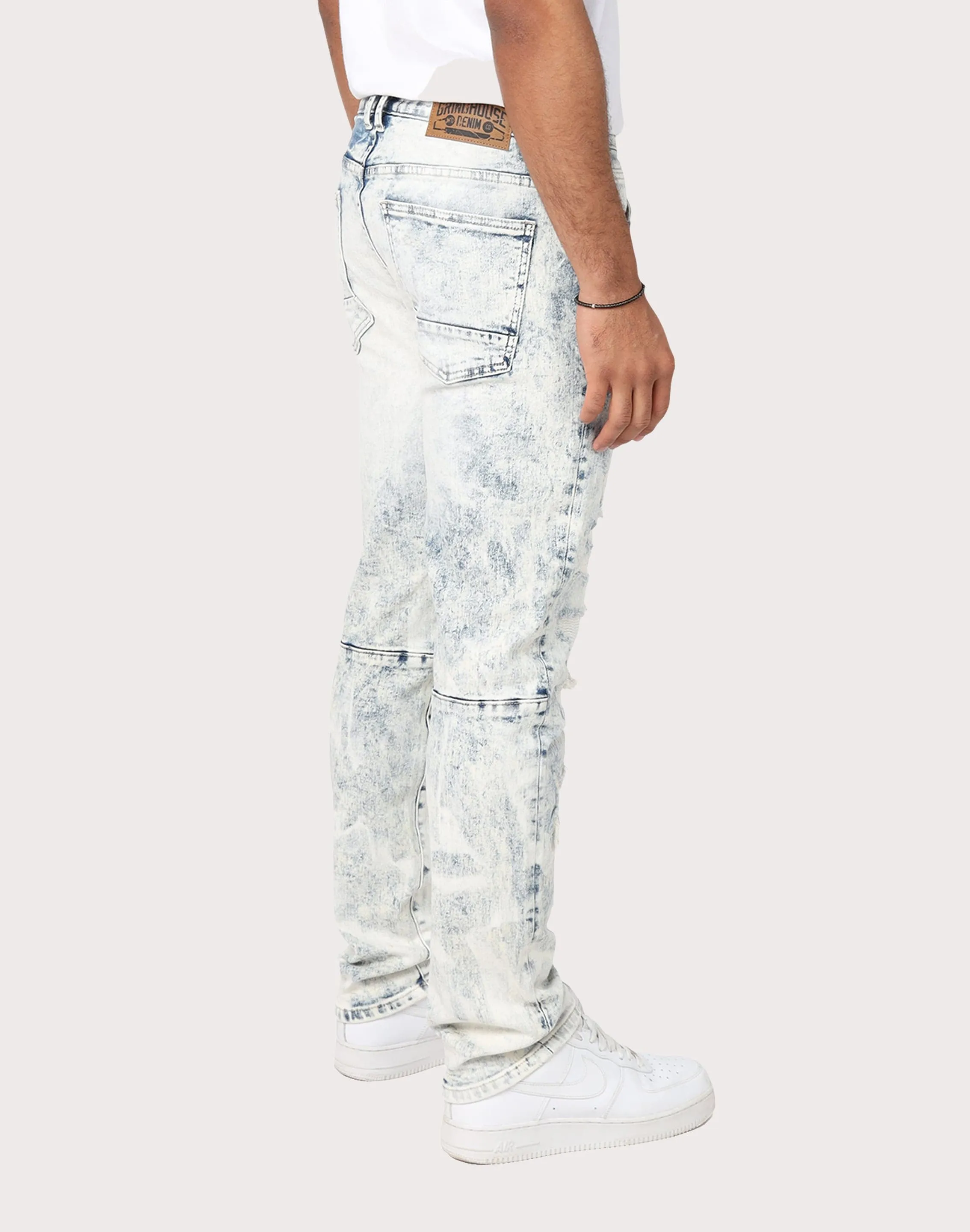 Grindhouse Slim Fit Rip N Repair Graham Blue Denim Jeans