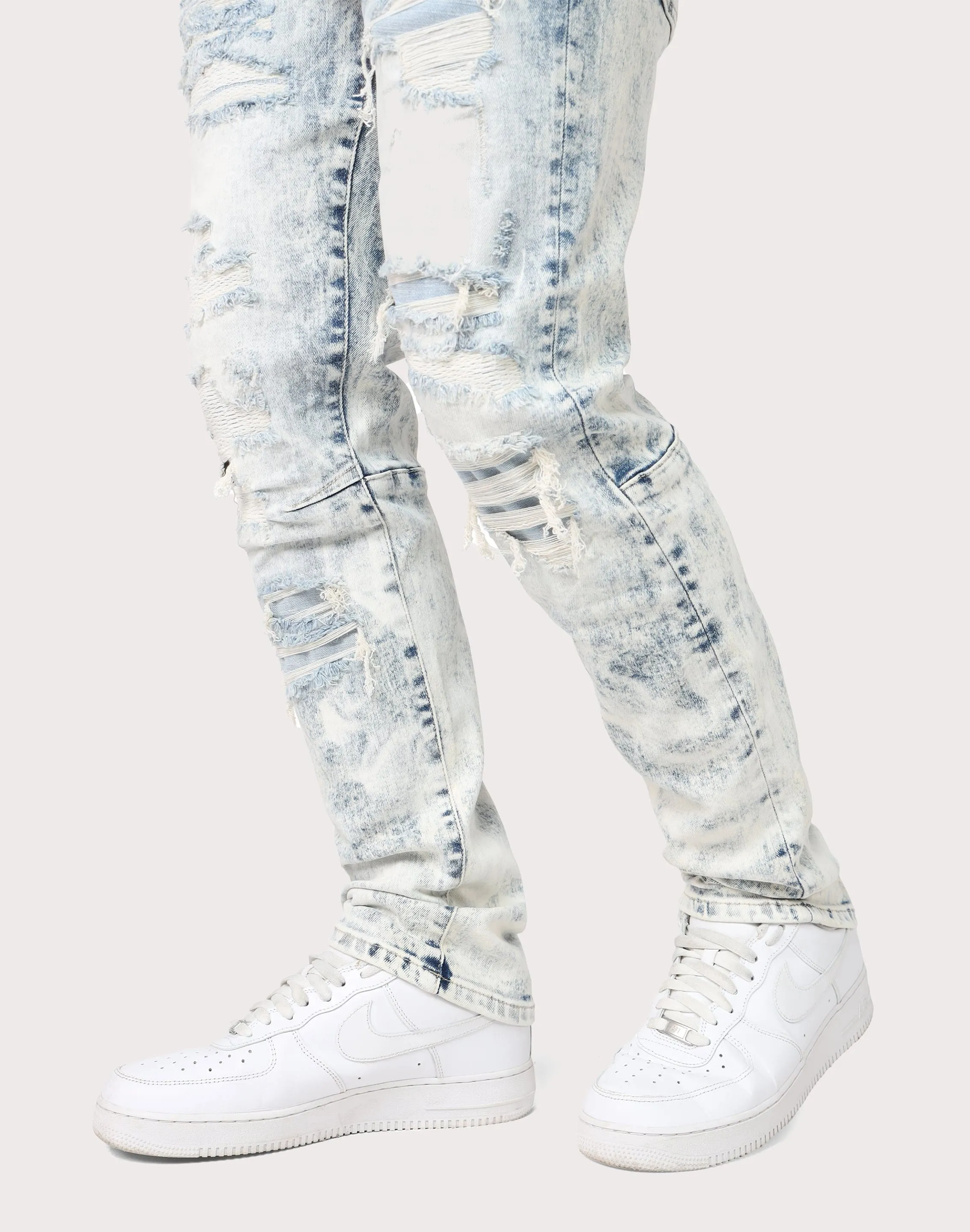 Grindhouse Slim Fit Rip N Repair Graham Blue Denim Jeans