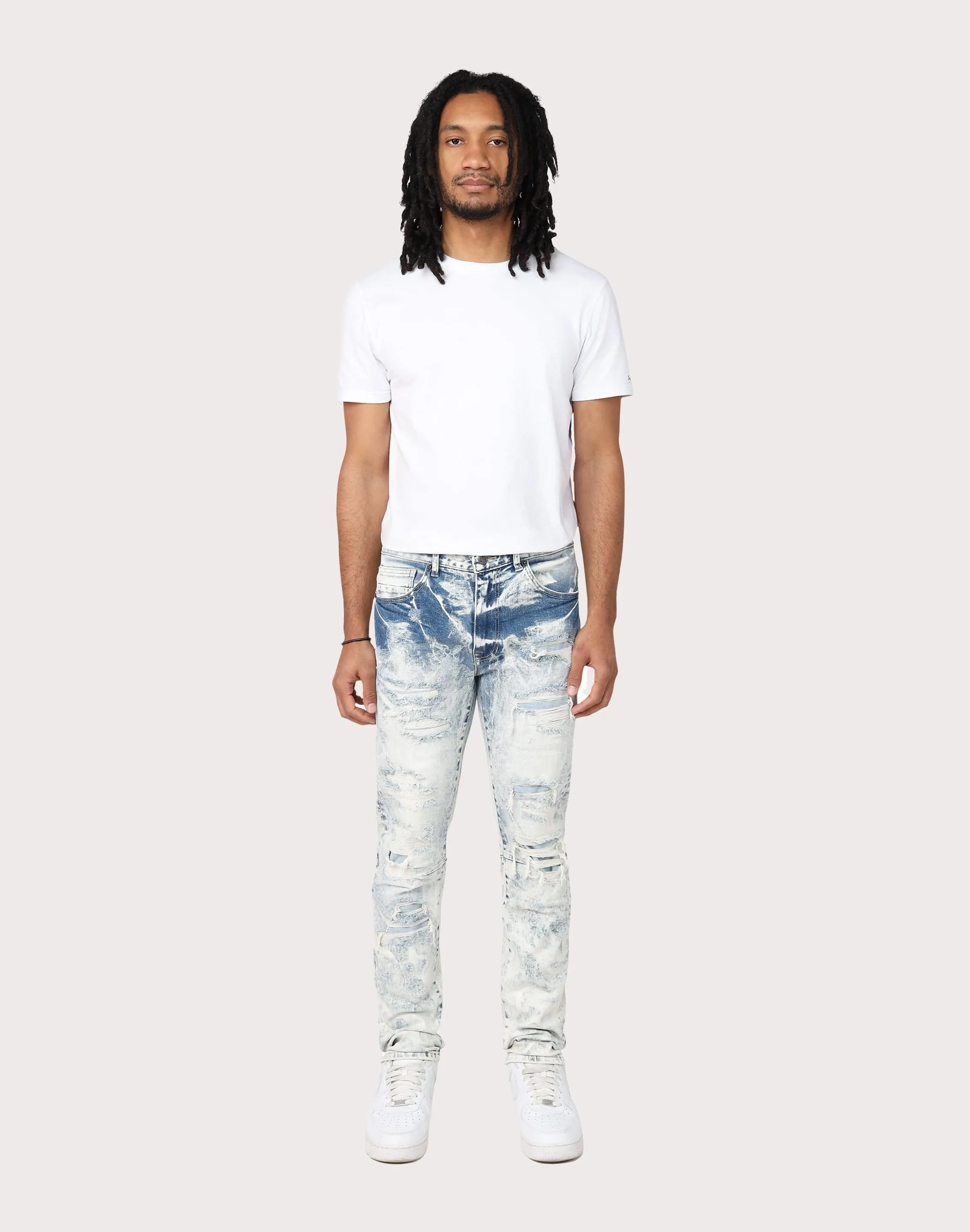 Grindhouse Slim Fit Rip N Repair Graham Blue Denim Jeans