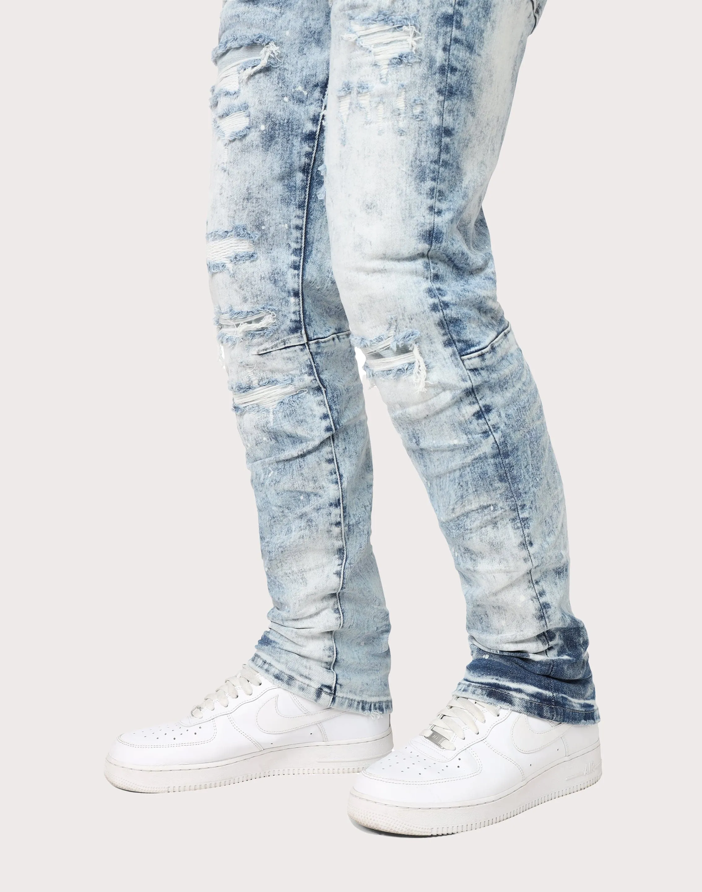 Grindhouse Slim Fit Rip N Repair Gulf Blue Denim Jeans