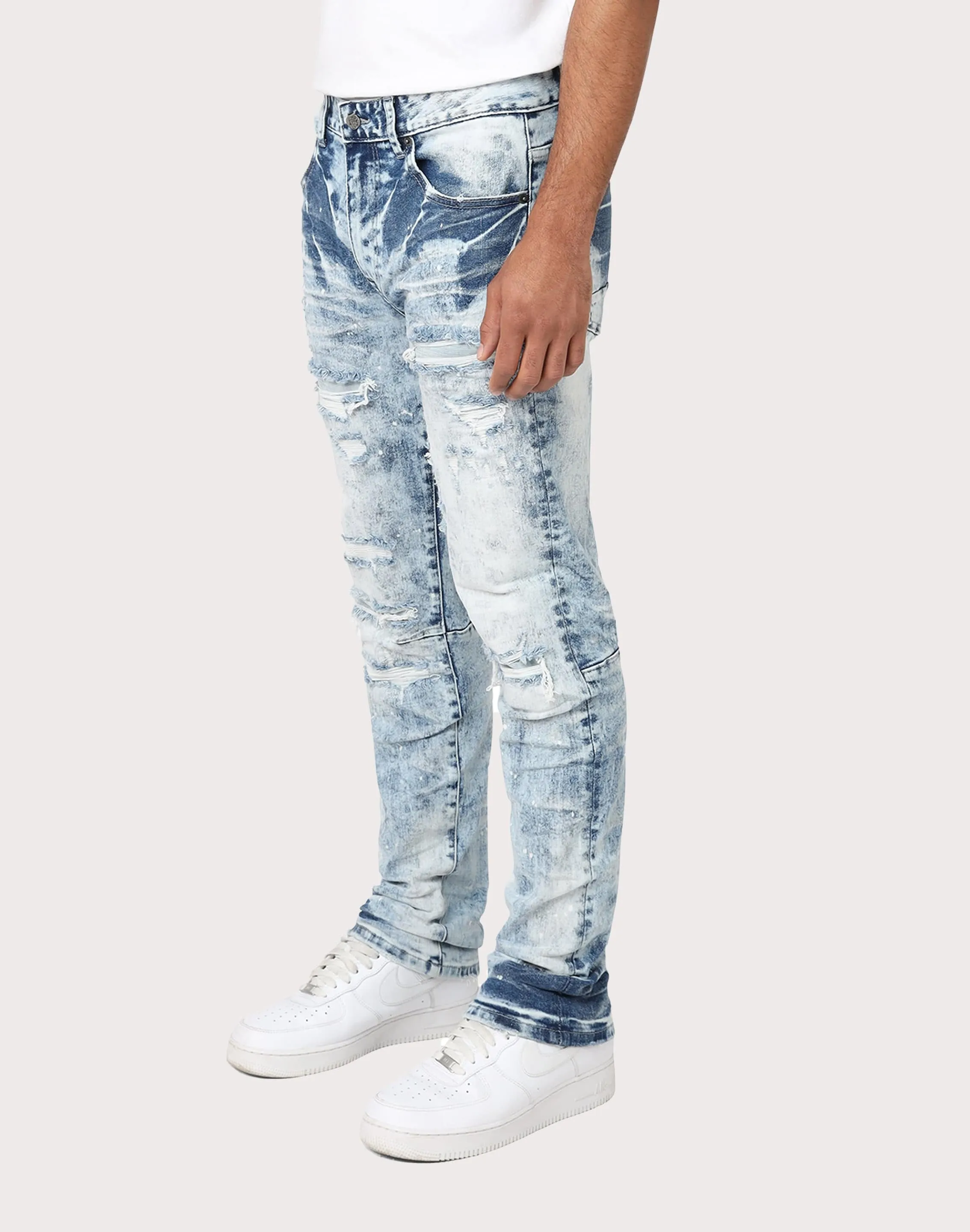 Grindhouse Slim Fit Rip N Repair Gulf Blue Denim Jeans