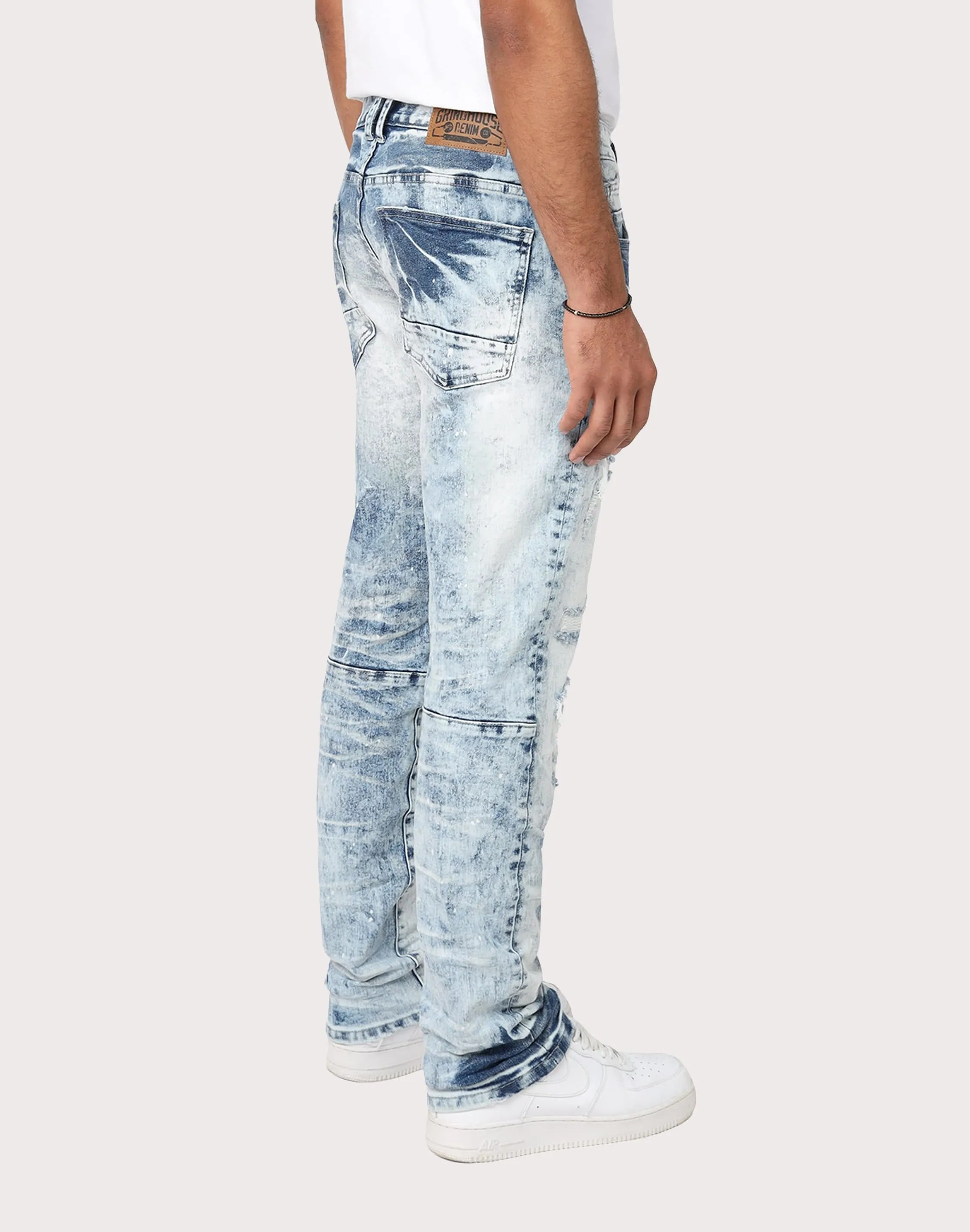 Grindhouse Slim Fit Rip N Repair Gulf Blue Denim Jeans