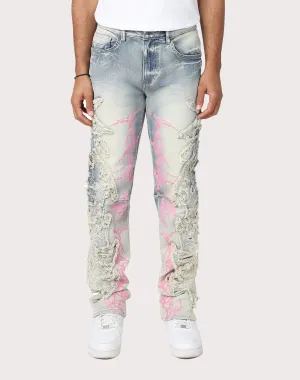 Grindhouse Slim Fit Thorn Frayed Ombre Blue Denim Jeans