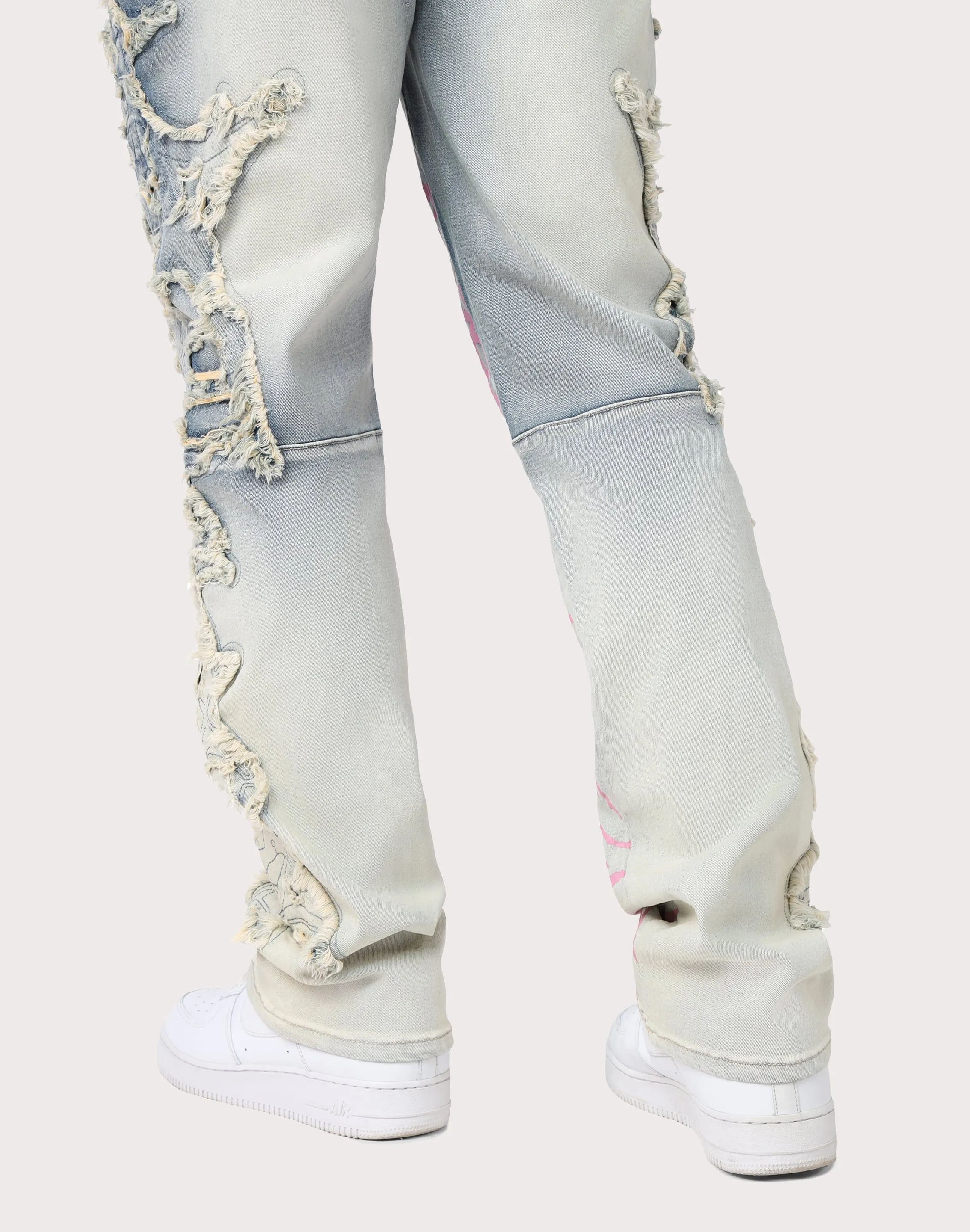 Grindhouse Slim Fit Thorn Frayed Ombre Blue Denim Jeans