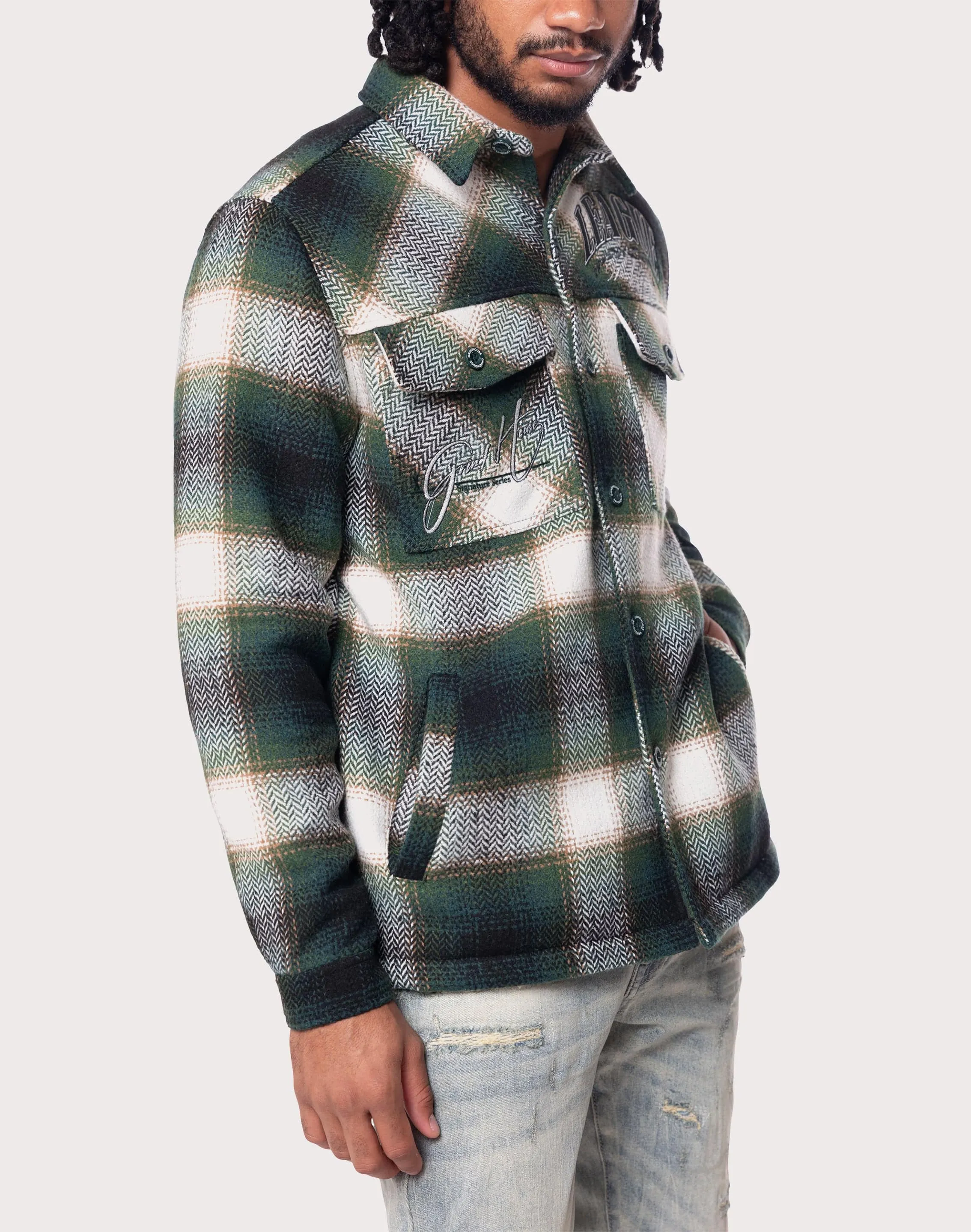 Grindhouse Spruce Green Plaid Shacket
