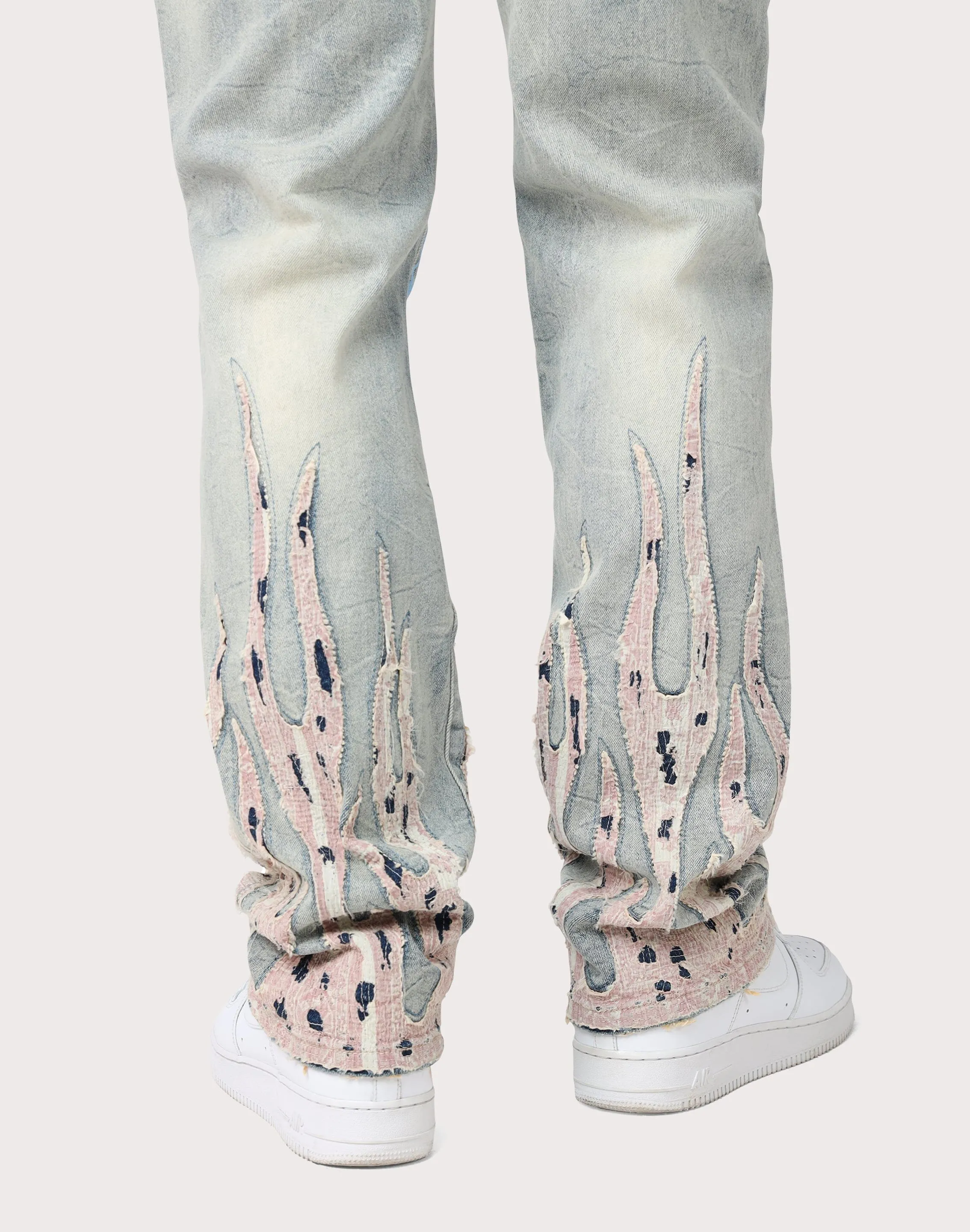 Grindhouse Straight Fit Flame Mechanical Denim Jeans