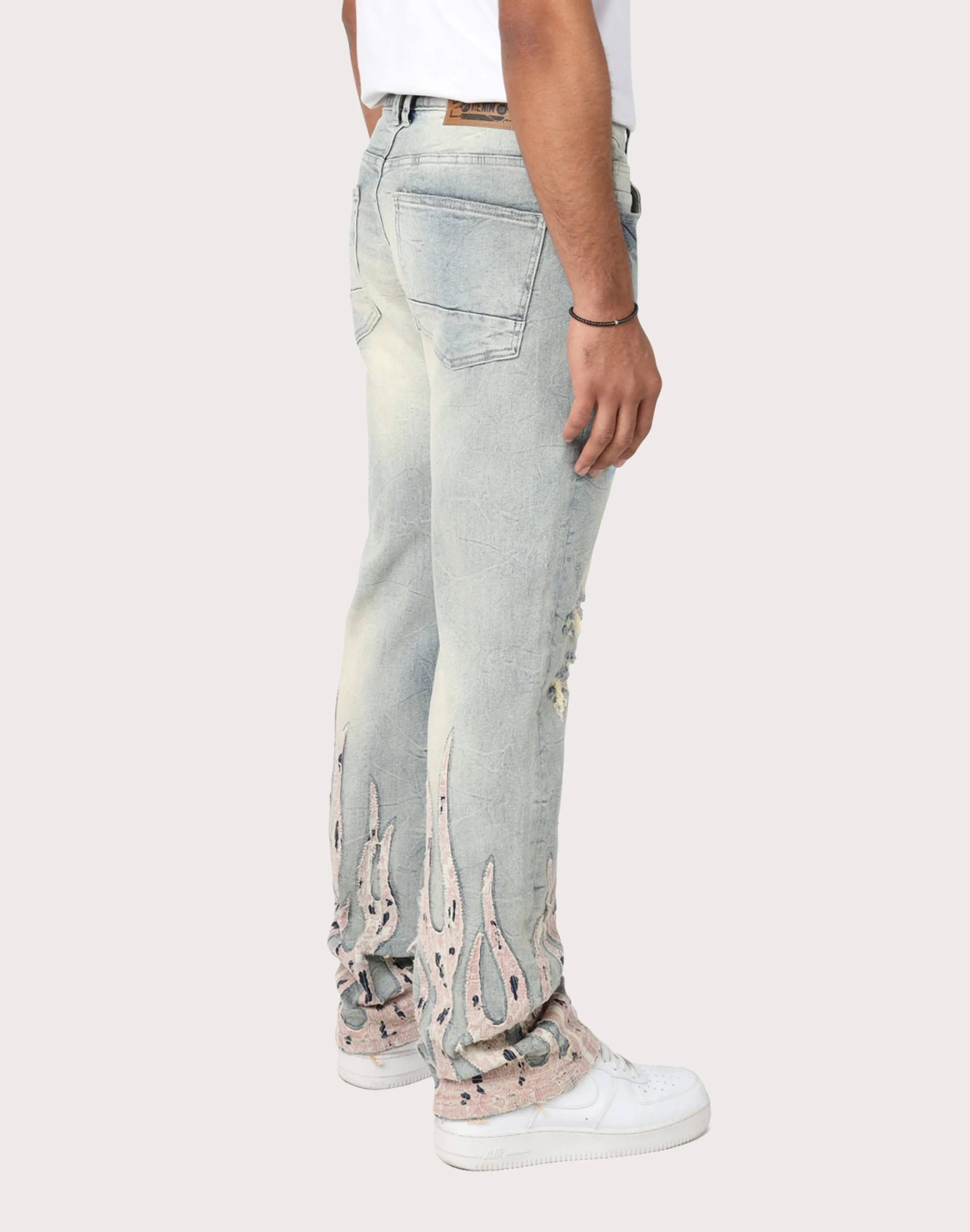 Grindhouse Straight Fit Flame Mechanical Denim Jeans