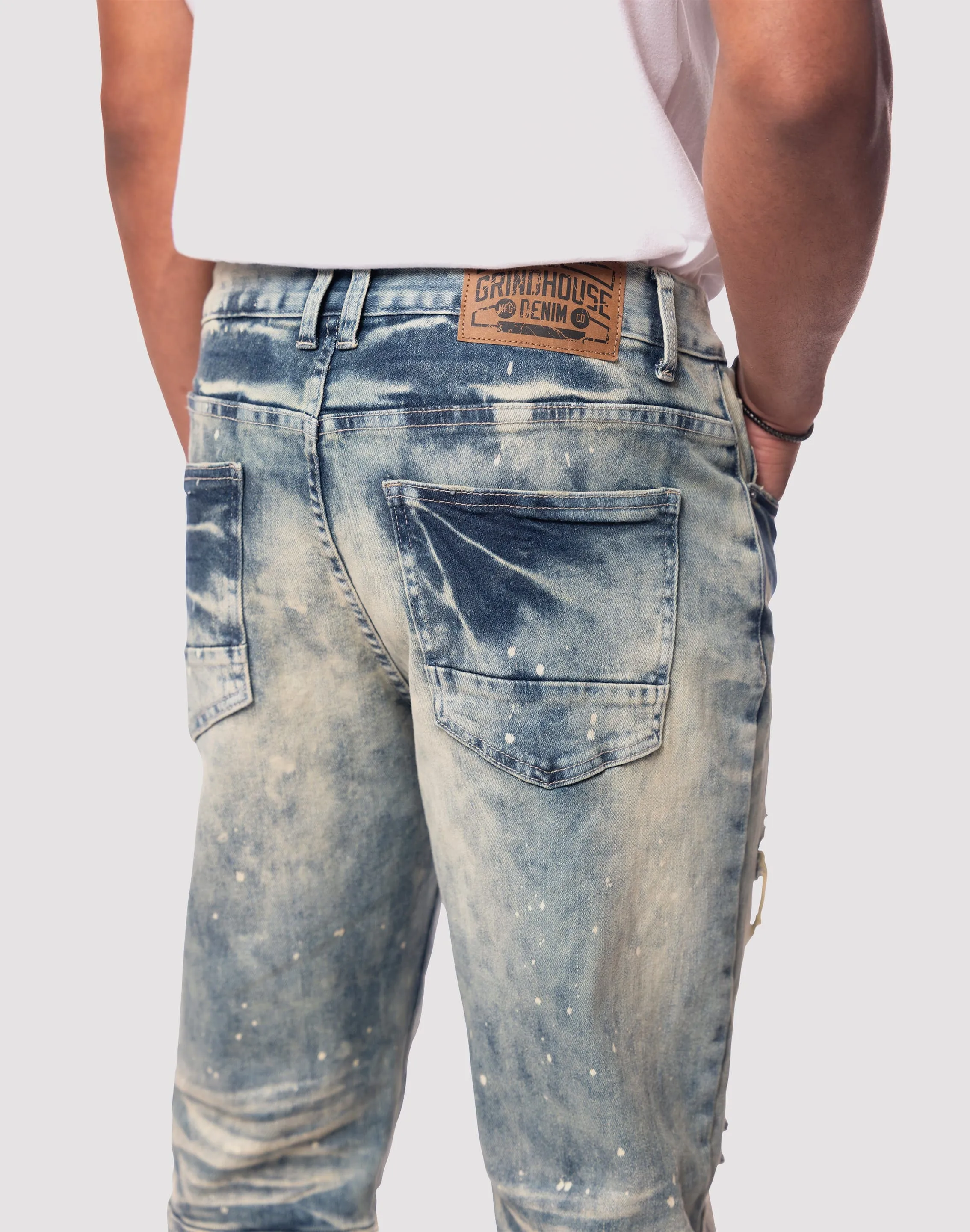 Grindhouse Streak Bleach Slim Fit Orion Blue Jeans