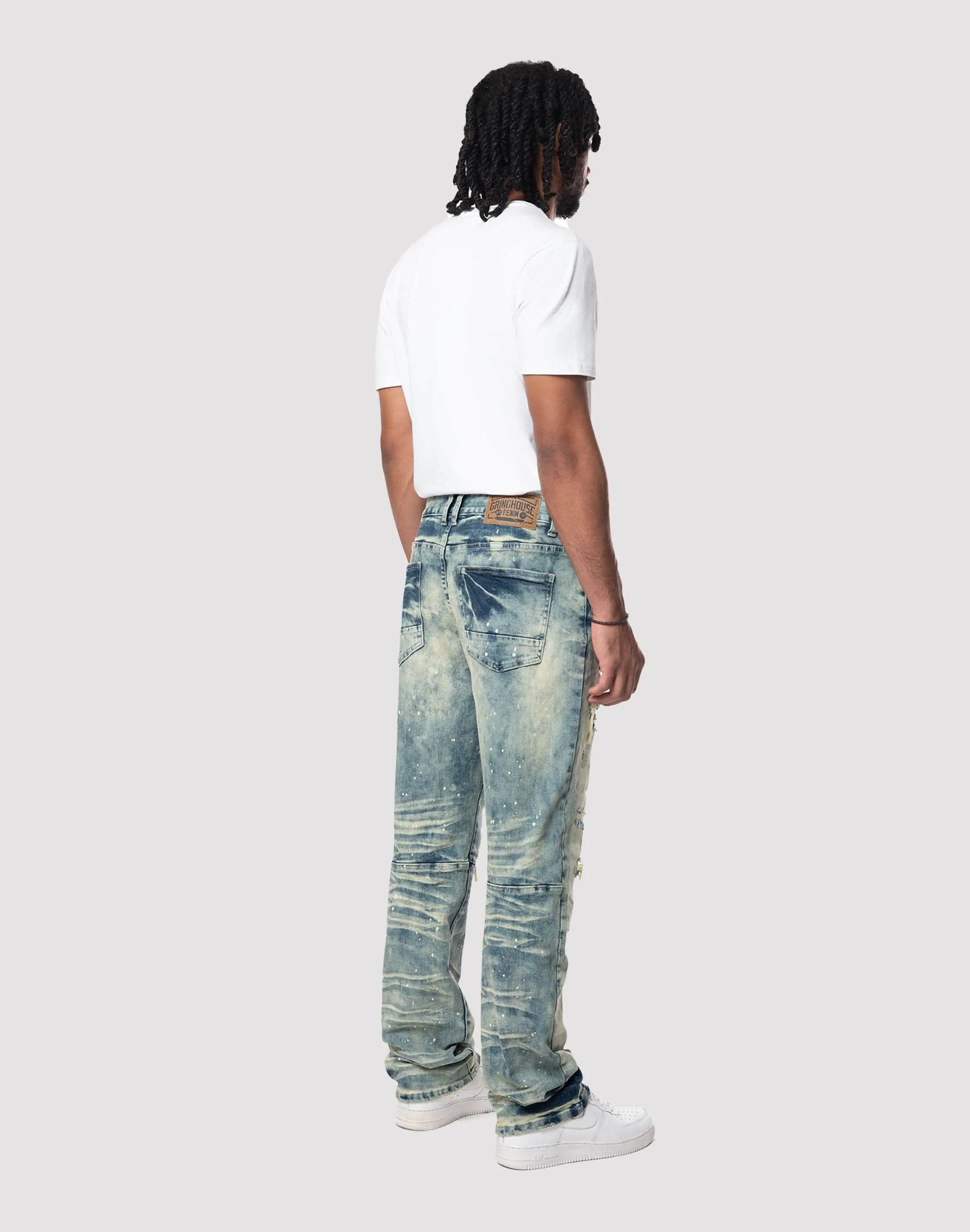 Grindhouse Streak Bleach Slim Fit Orion Blue Jeans