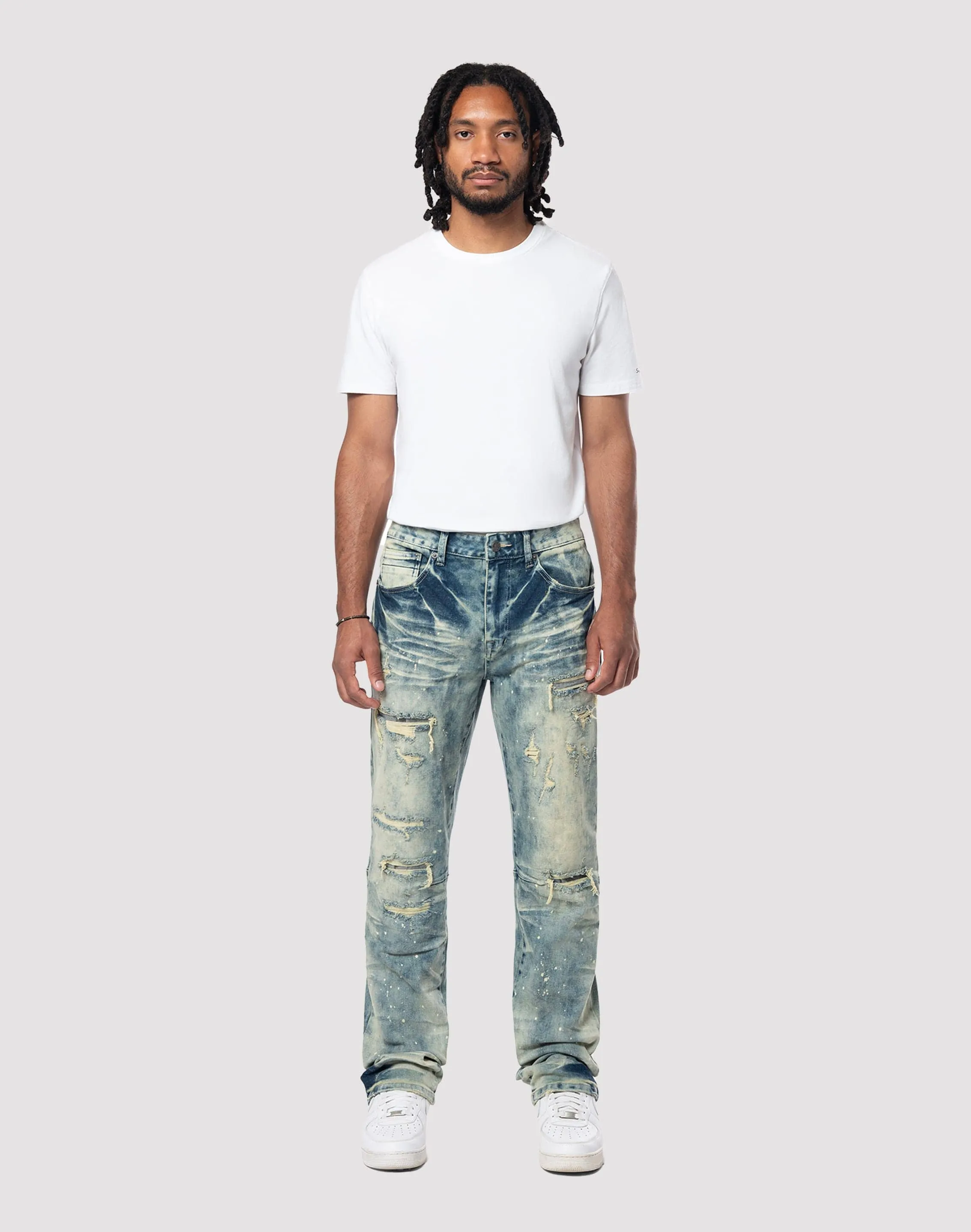 Grindhouse Streak Bleach Slim Fit Orion Blue Jeans
