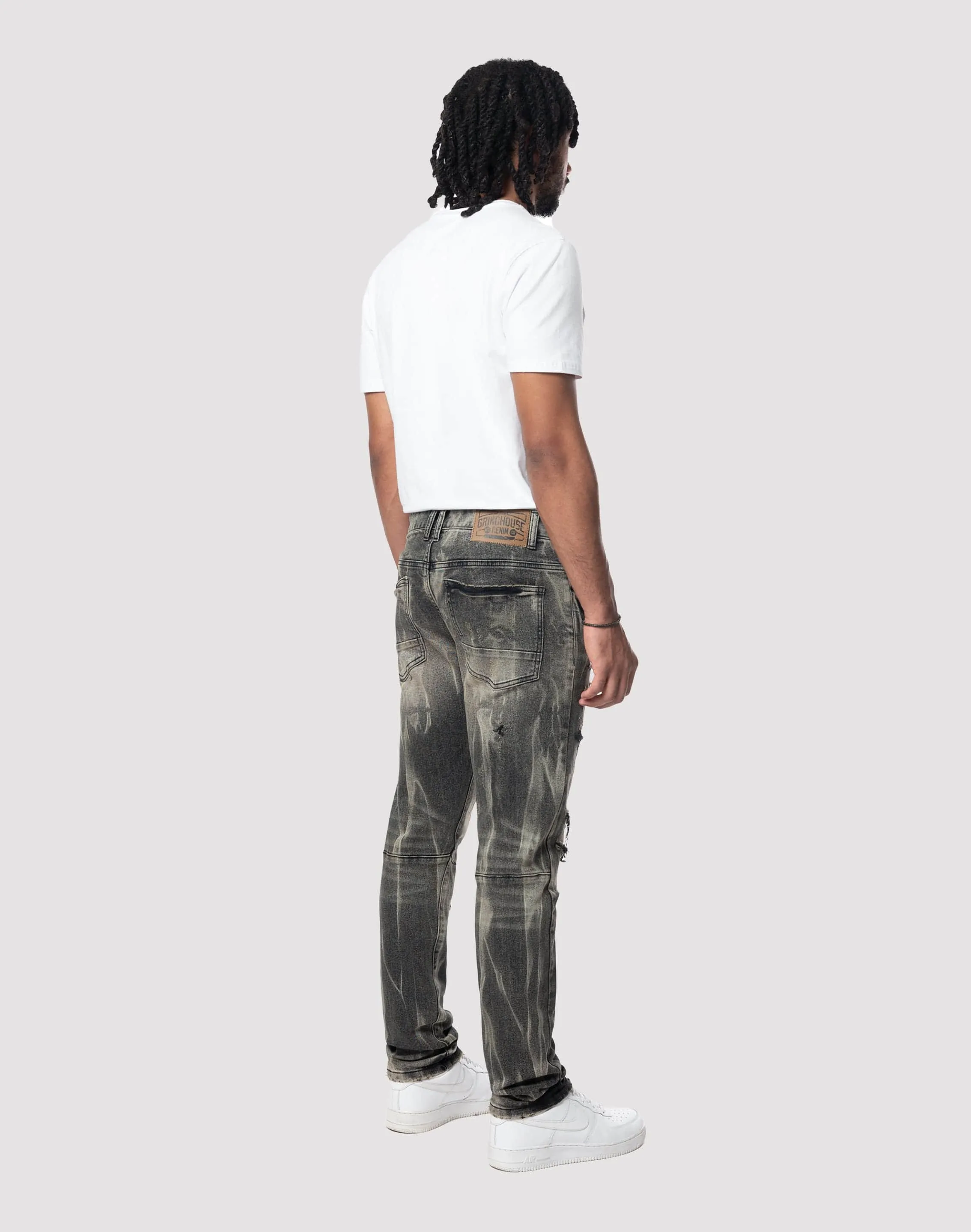 Grindhouse Streaked Slim Fit Black Dust Jeans