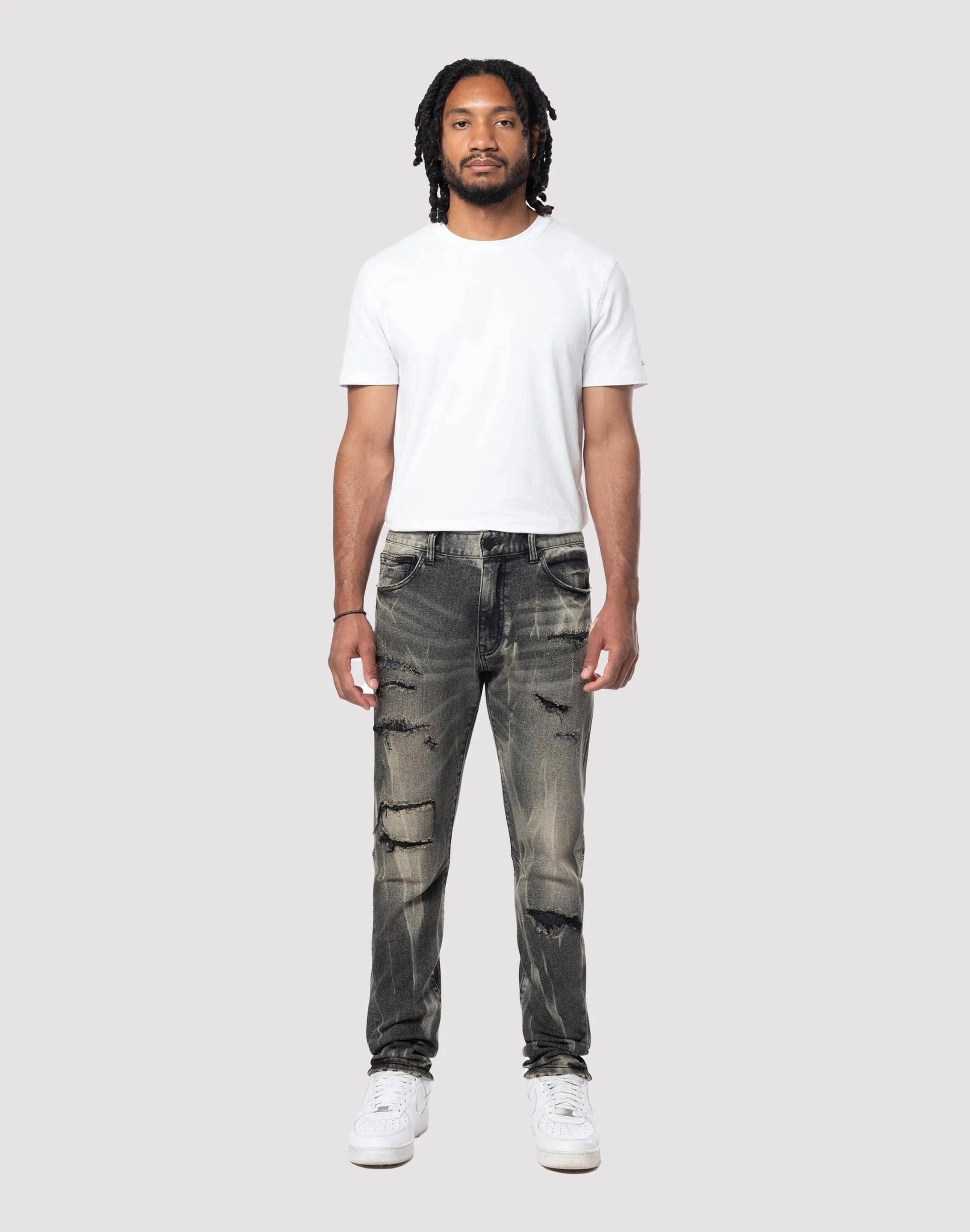 Grindhouse Streaked Slim Fit Black Dust Jeans