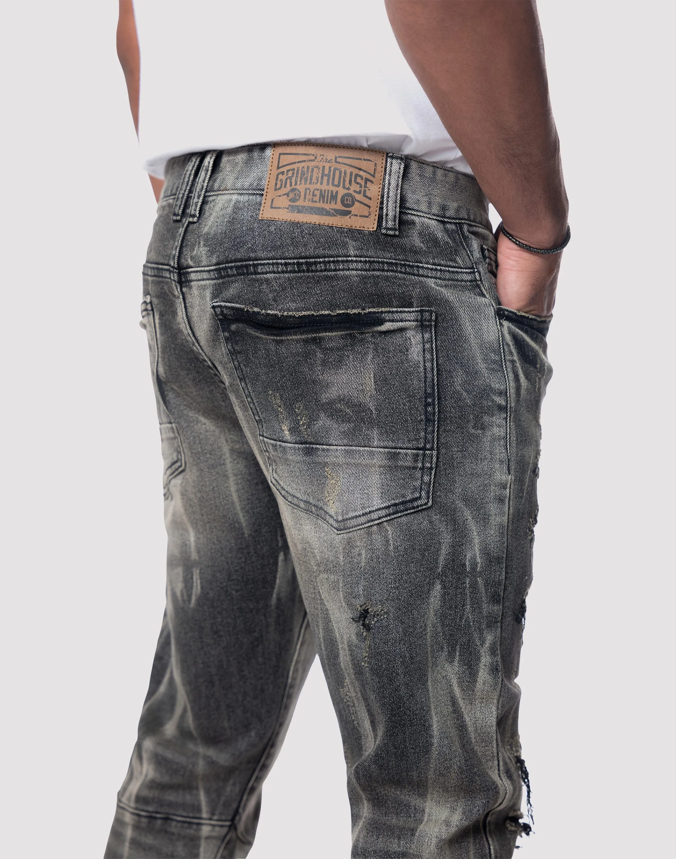 Grindhouse Streaked Slim Fit Black Dust Jeans