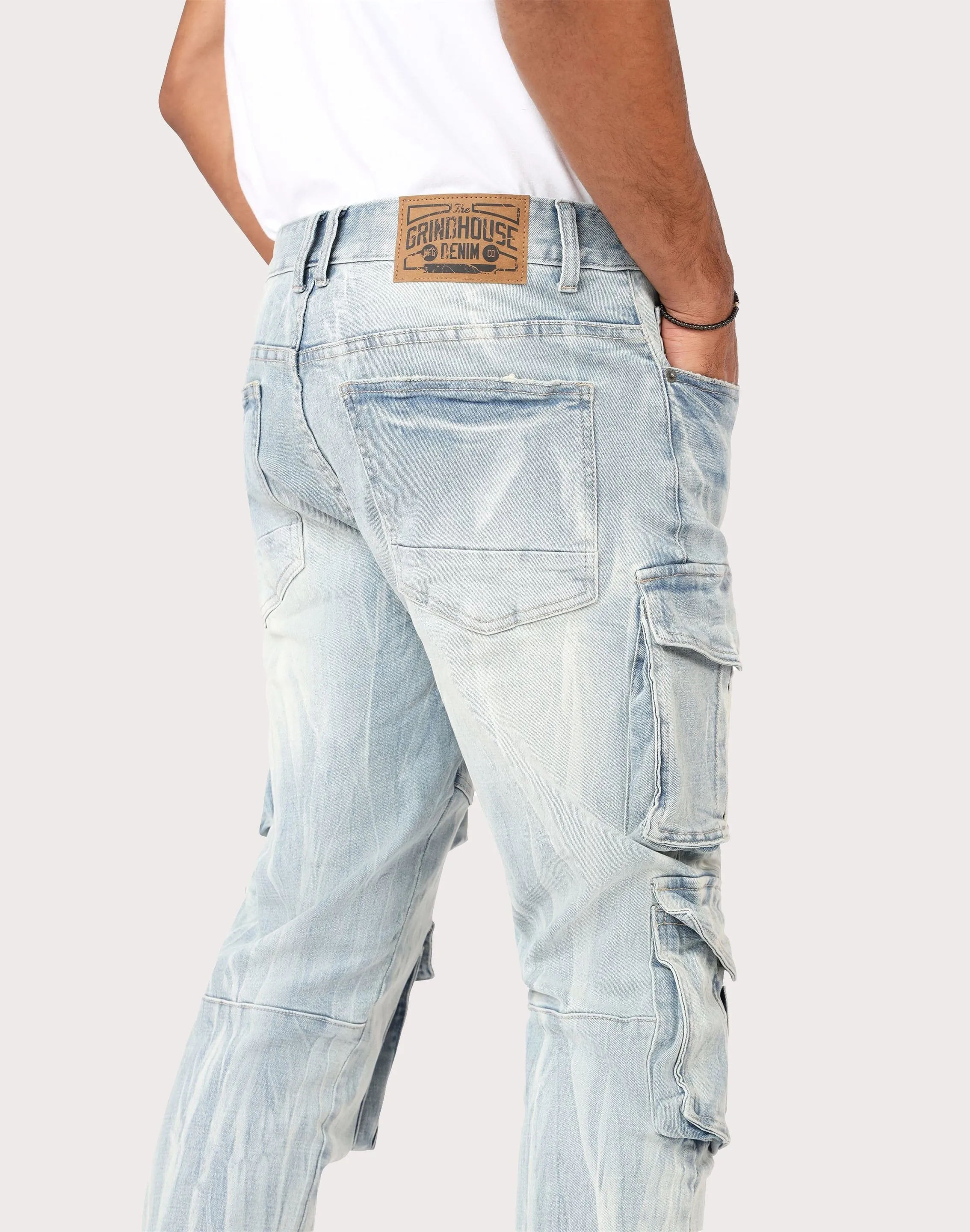 Grindhouse Syosset Blue Cargo Slim Fit Jeans