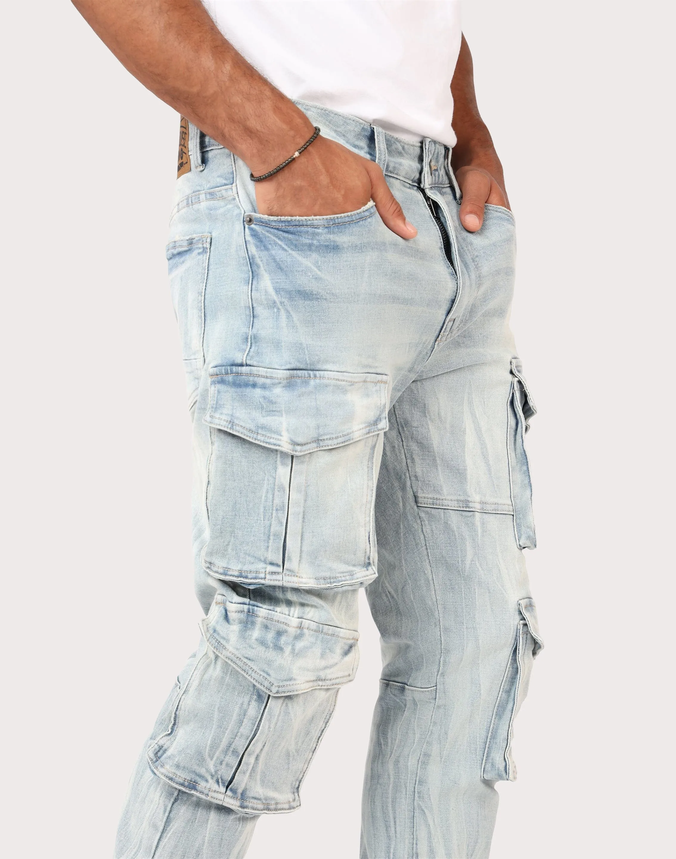Grindhouse Syosset Blue Cargo Slim Fit Jeans