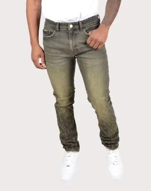 Grindhouse Tinted Slim Scratched Denim Jeans